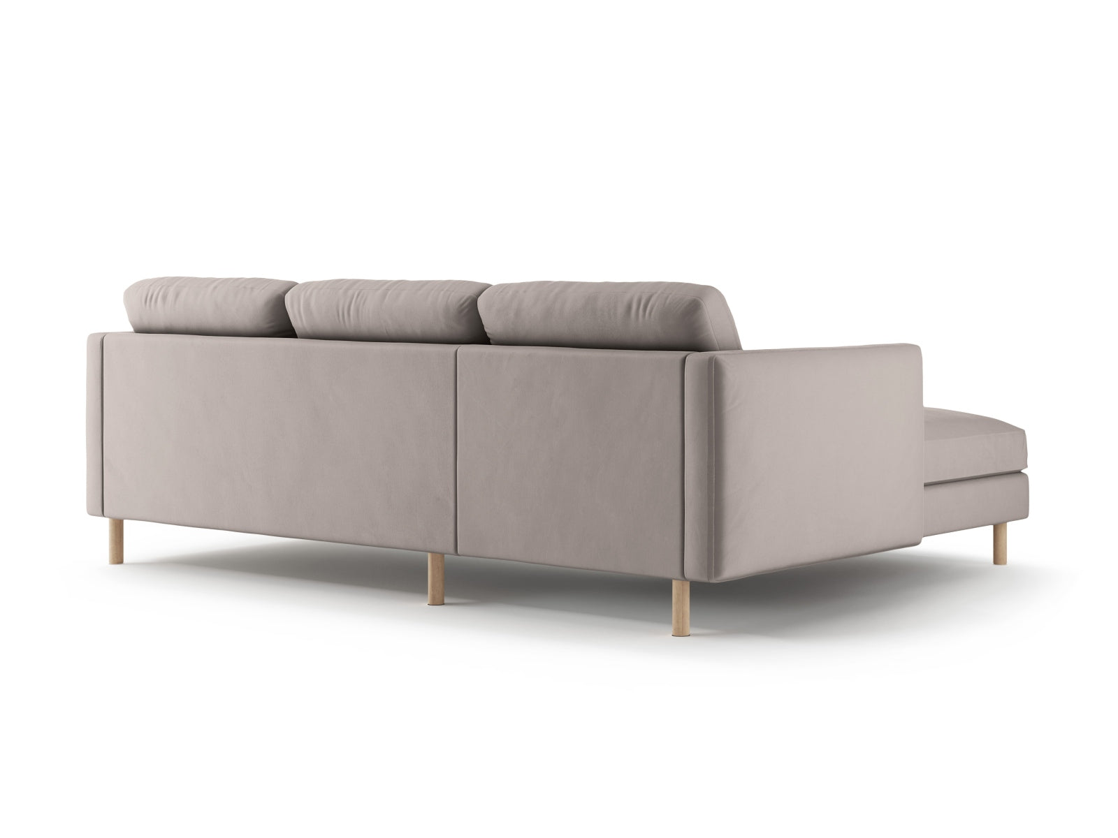 Modernes 3-Sitzer L-Sofa Eden Velour in Warm Grey-Paris, linksseitig, von Micadoni, perfekt für gemütliche und elegante Wohnambiente.