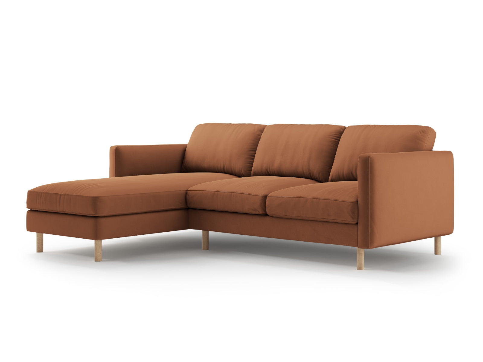 Erleben Sie das Eden Velour links Ecksofa 3 Sitzer von Micadoni: Stilvolles Velours, elegantes Design und erstklassiger Sitzkomfort für Ihr Wohnzimmer.