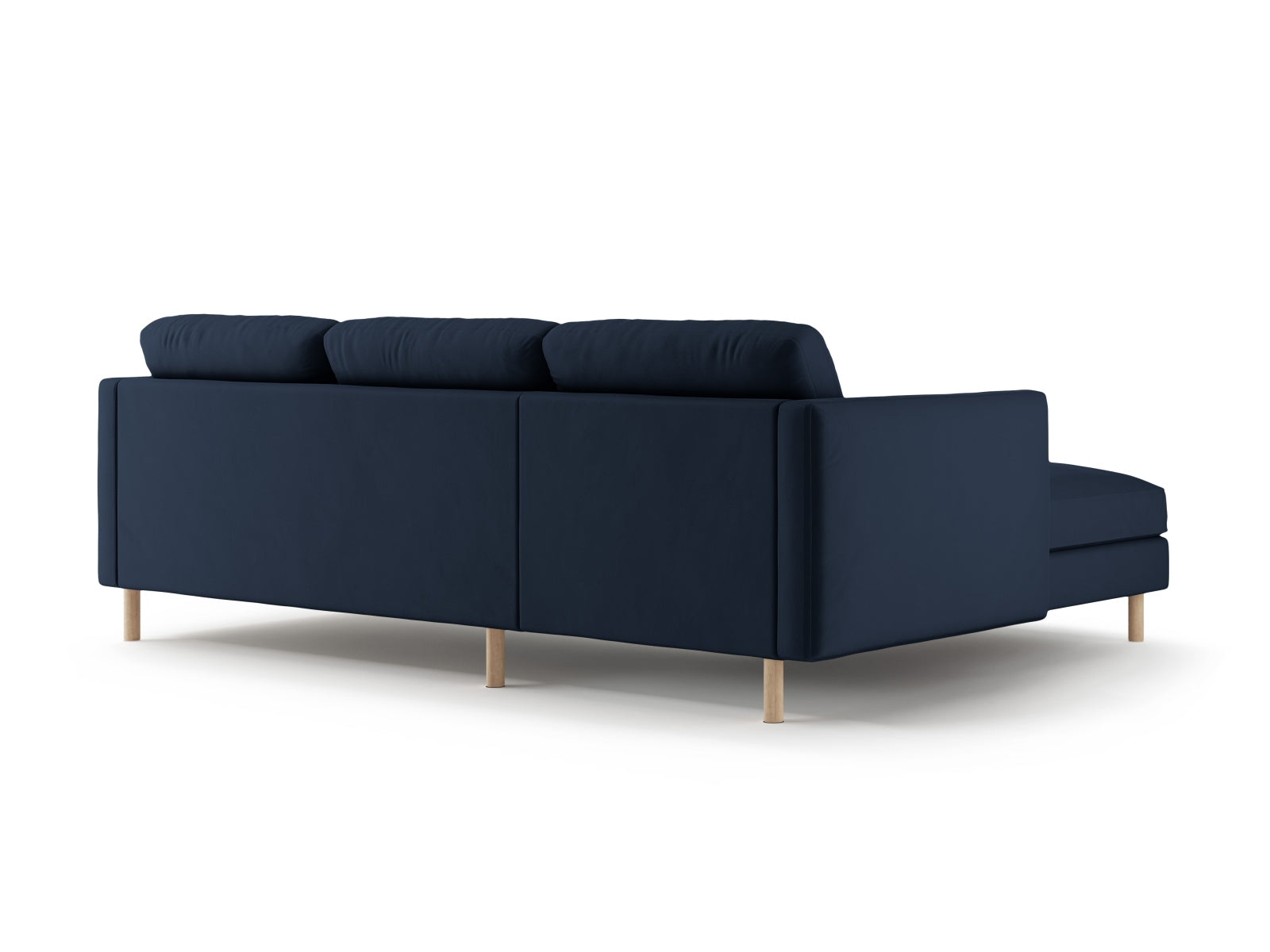 Luxuriöses 3-Sitzer L-Sofa Eden Velour in tiefem Blau, linksseitig, von Micadoni – perfektes Highlight für moderne Wohnkonzepte.