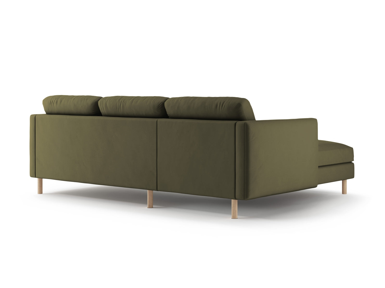 Modernes 3-Sitzer L-Sofa Eden Velour in Moss Green Melange, linksseitig, von Micadoni – perfekt für gemütliche und stilvolle Wohnambiente.