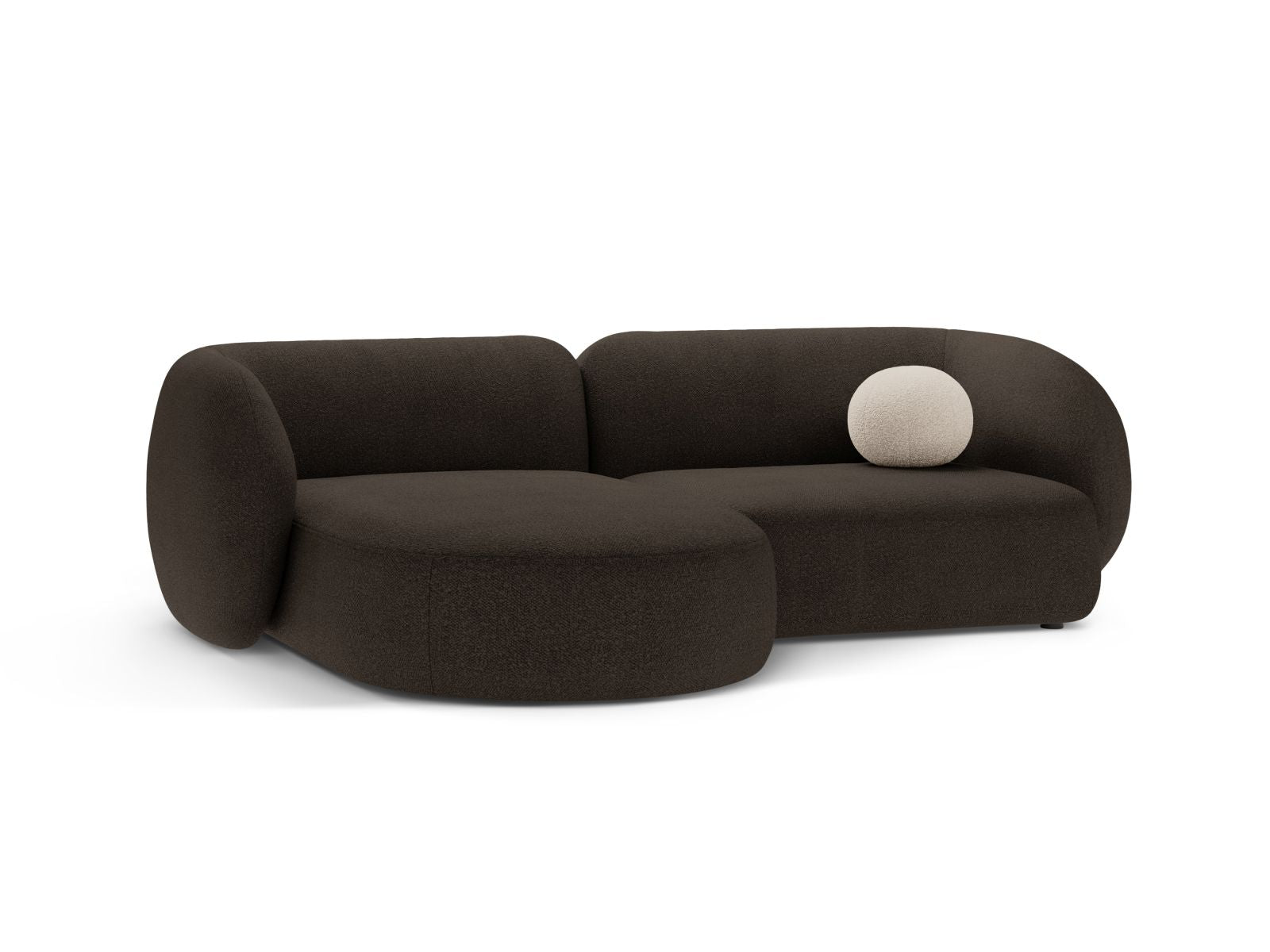 Stylisches 2-Sitzer Ecksofa links Kate in elegantem Braun, ideal für moderne Wohnräume, erhältlich bei KAQTU Design AG.