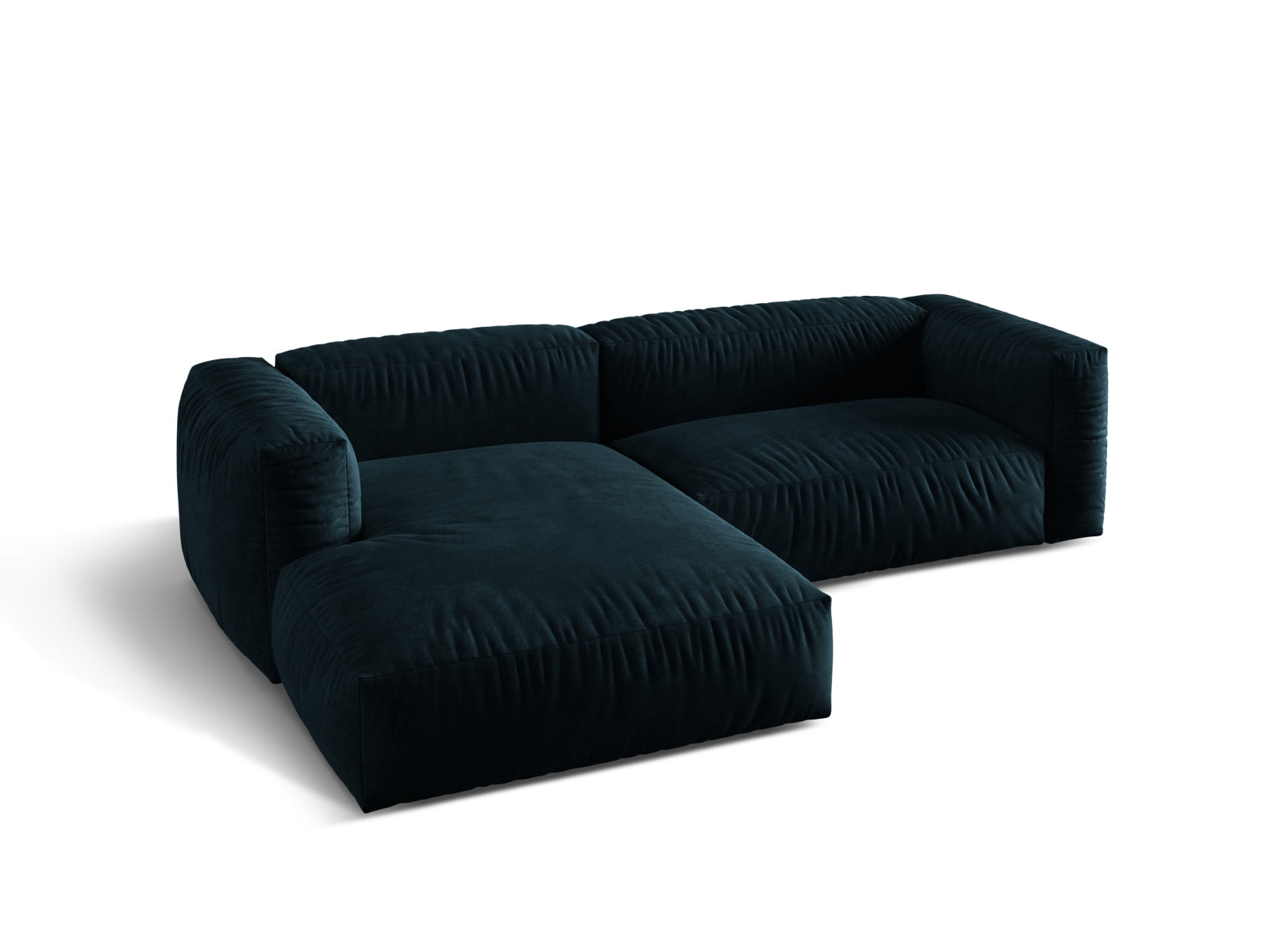 Modernes 2-Sitzer Ecksofa Martina in tiefem Petrol, perfekt für gemütliche Ecken. Flexibles, modulares Design von Micadoni.