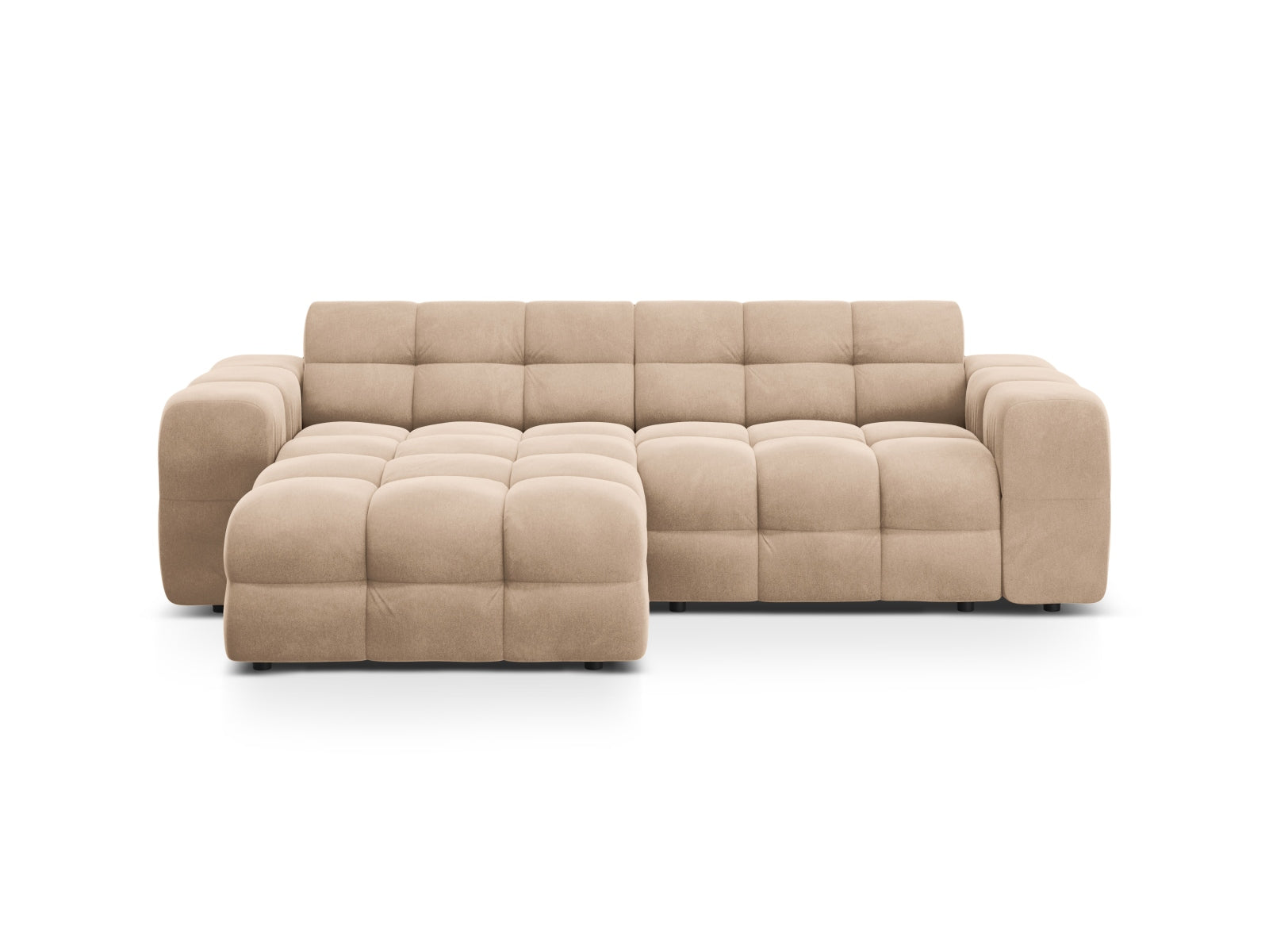 Kendal Velour links Ecksofa 4 Sitzer in Almond Beige präsentiert im Onlineshop von KAQTU Design AG. Ecksofa links ist von Micadoni
