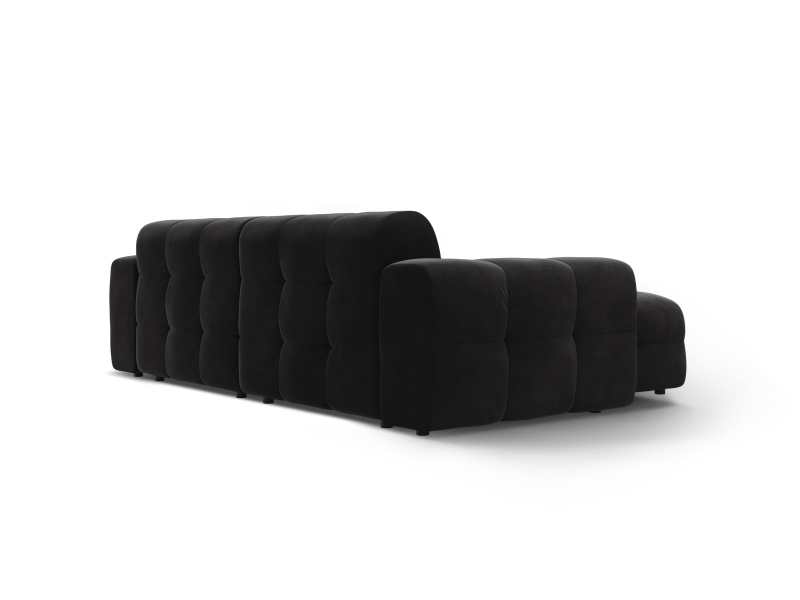 Elegantes Kendal Velour Ecksofa in Schwarz, linksseitig, für 4 Personen, kombiniert zeitgenössisches Design mit hervorragendem Komfort.