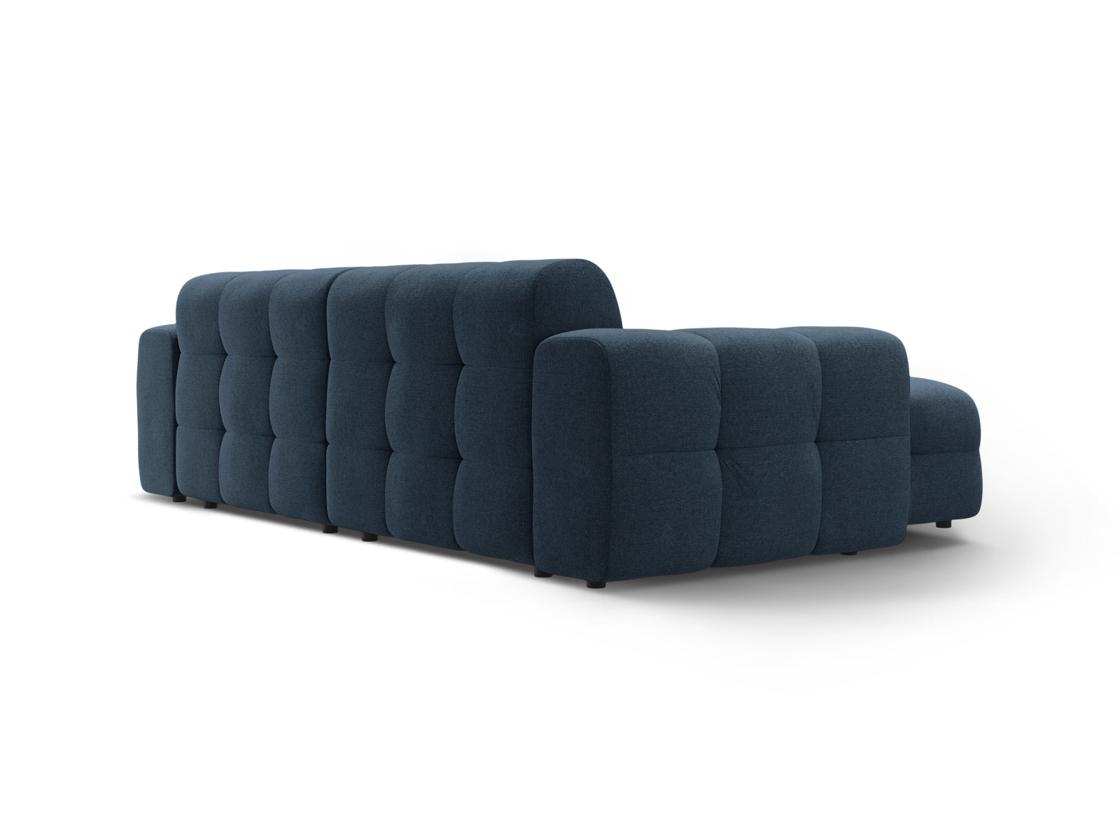 Elegantes Kendal Ecksofa links in stilvollem Navy Blue, ideal für entspannte Abende. 4-Sitzer von Micadoni vereint Design und Komfort.