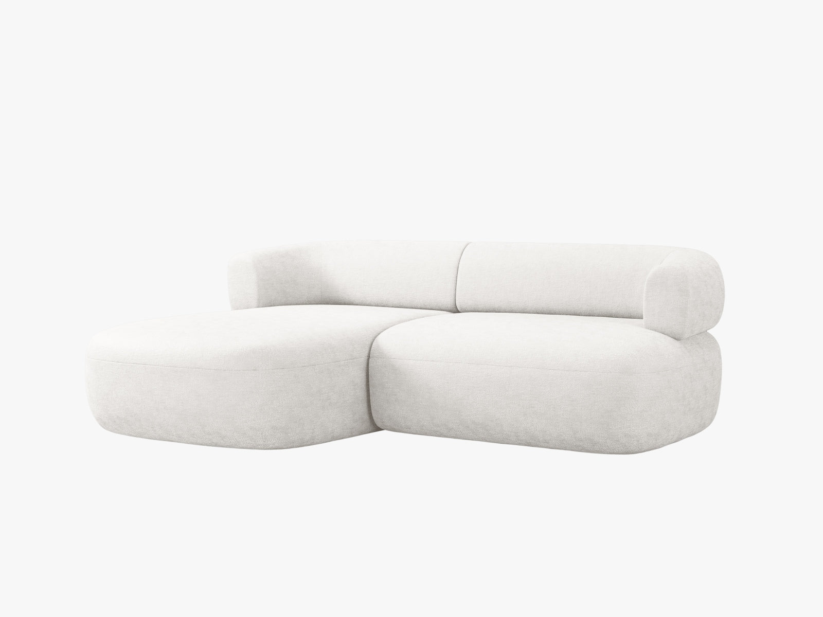 Modernes 5-Sitzer Ecksofa Jenny links in zartem Beige, ideal für gemütliche Wohnräume. Hochwertige Verarbeitung von Micadoni.