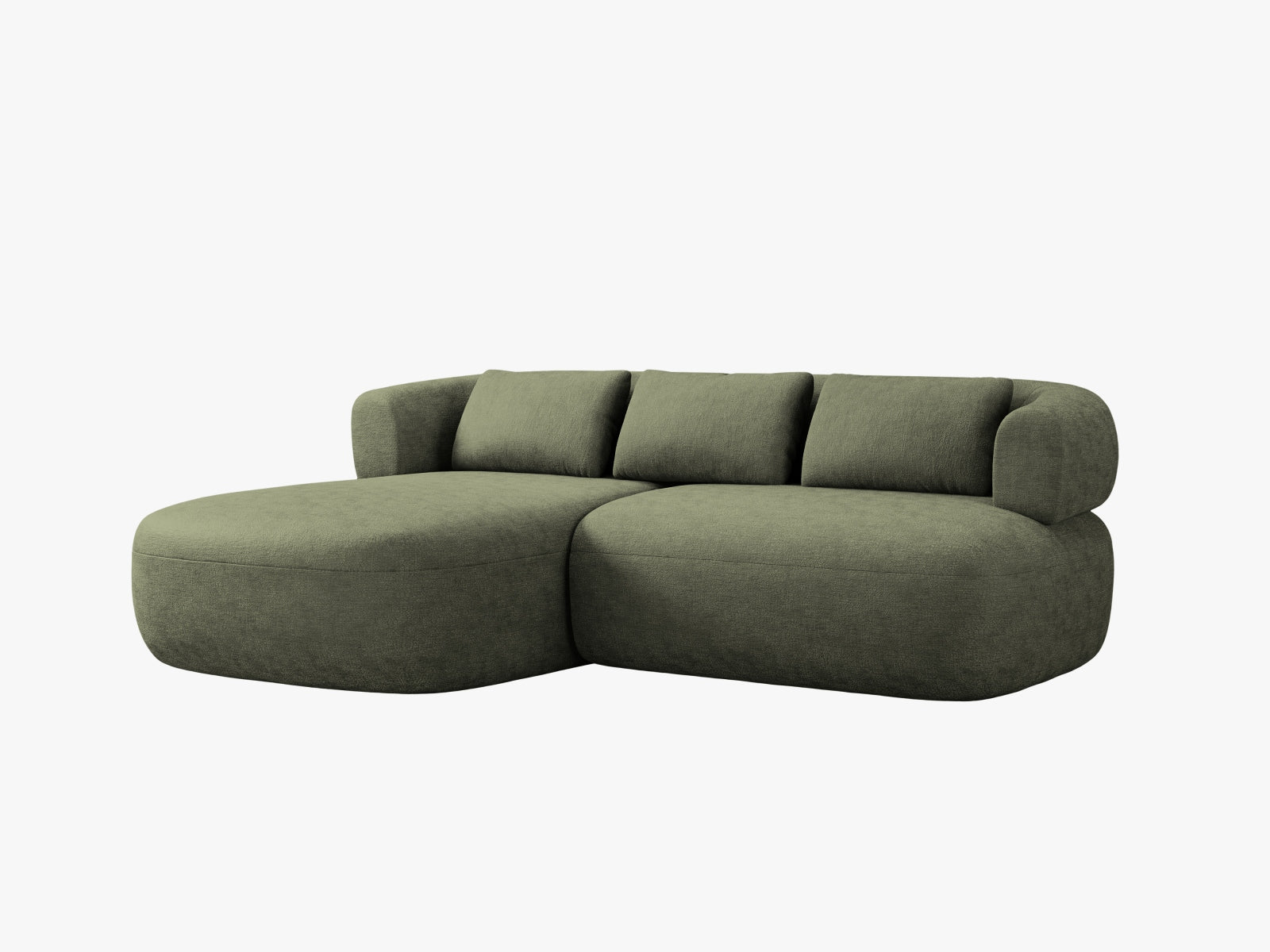 Modernes 5-Sitzer Ecksofa Jenny von Micadoni, linksseitig, in frischem Grün, perfekt für gemütliche Abende und elegantes Wohndesign.