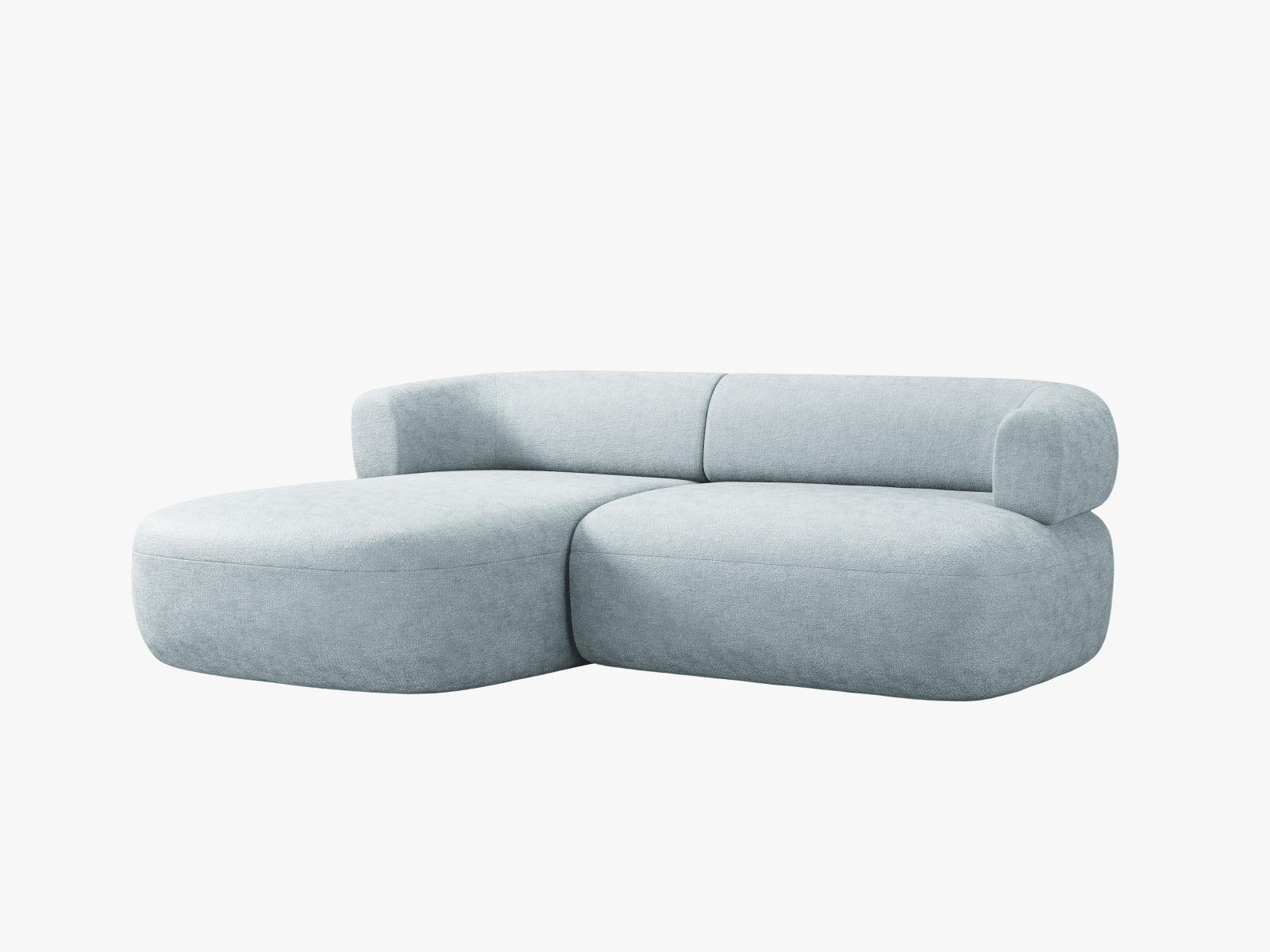 Stilvolles, hellblaues L-Sofa Jenny von Micadoni, ideal für moderne Wohnzimmer und gesellige Abende mit Freunden.