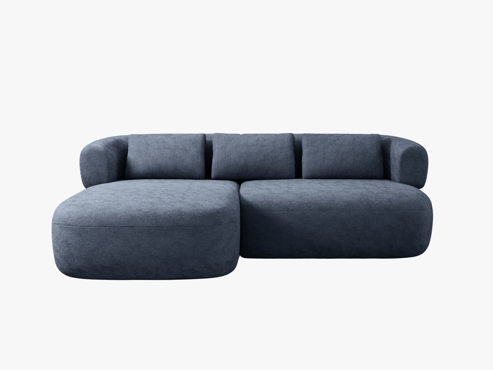 Elegantes 5-Sitzer Ecksofa Jenny von Micadoni, linksseitig, in trendigem Blau, perfekt für stilvolle Wohnräume und entspannte Stunden.