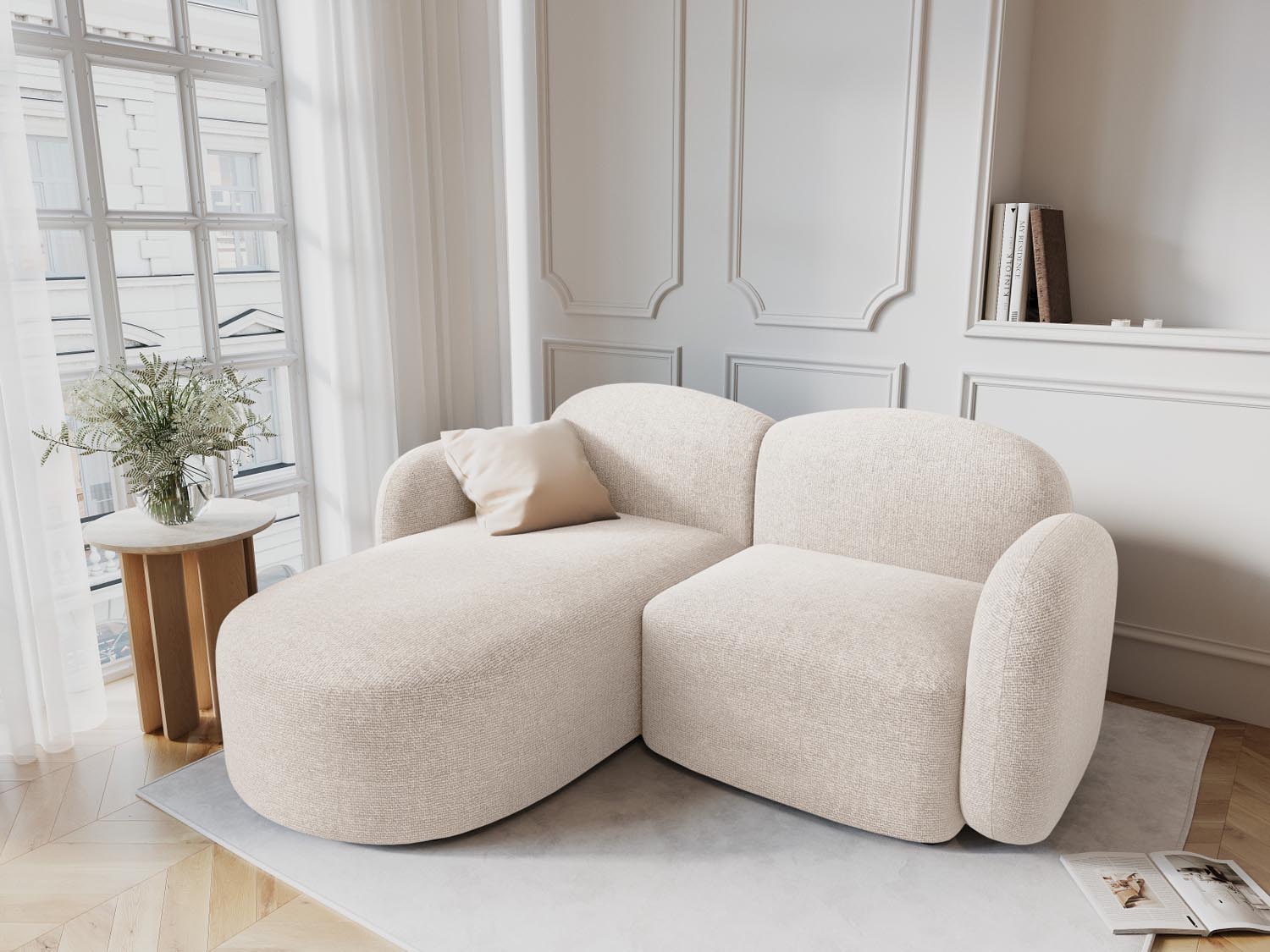 Entdecken Sie das Blair Ecksofa links von Micadoni – ein eleganter 3-Sitzer aus hochwertigem Velours, der Ihrem Wohnraum stilvollen Komfort verleiht.