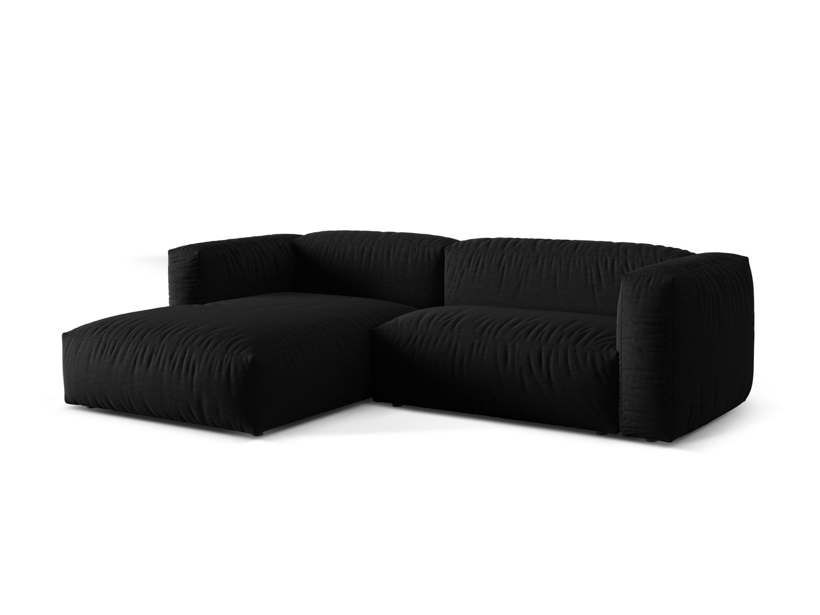 Elegantes Martina Ecksofa links mit 2 Sitzen in stilvollem Black-Boston, ideal für moderne Wohnräume. Hochwertige Verarbeitung von Micadoni.