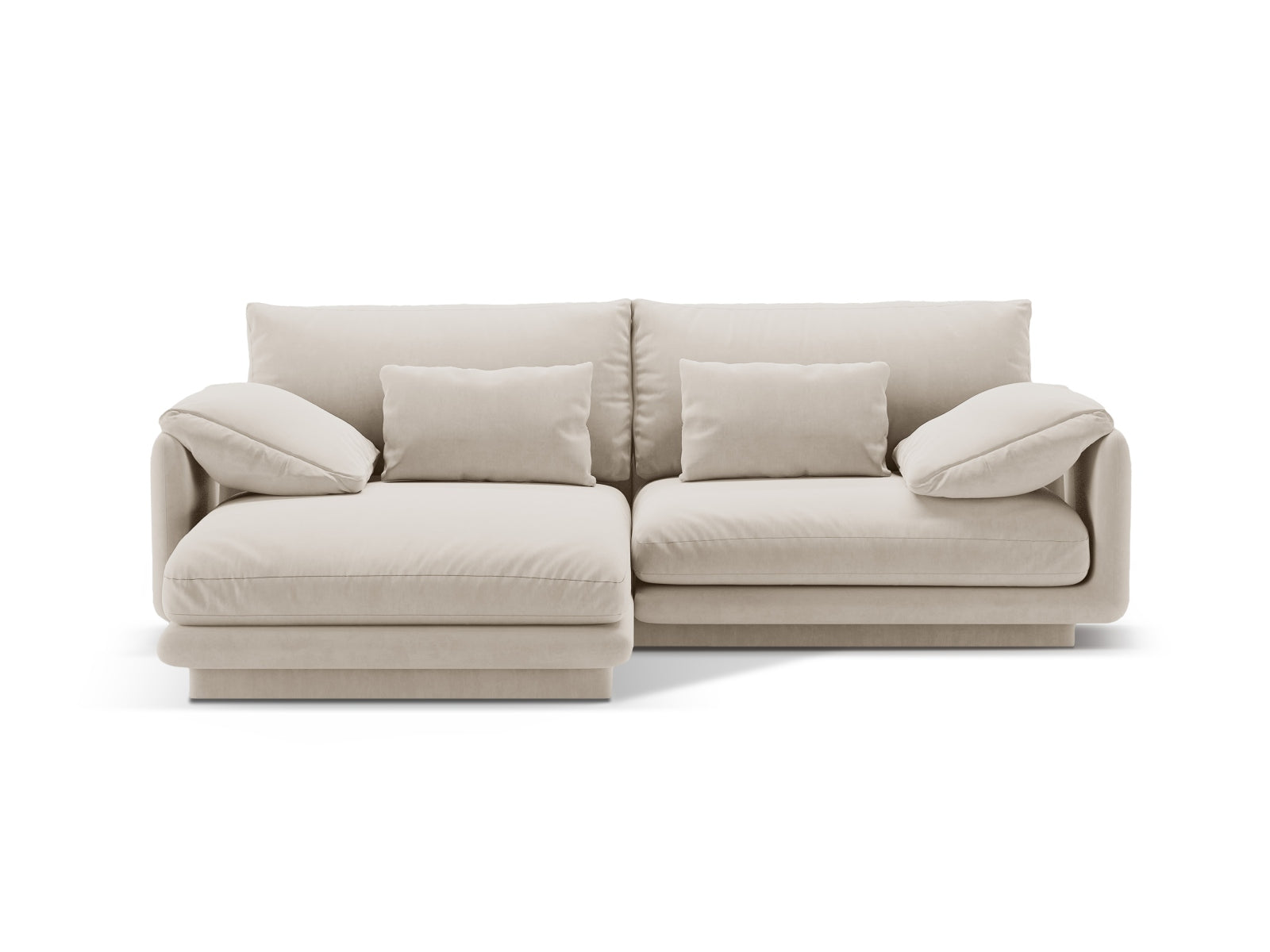 Torino Velour links Ecksofa 3 Sitzer in Ecru präsentiert im Onlineshop von KAQTU Design AG. Ecksofa links ist von Micadoni