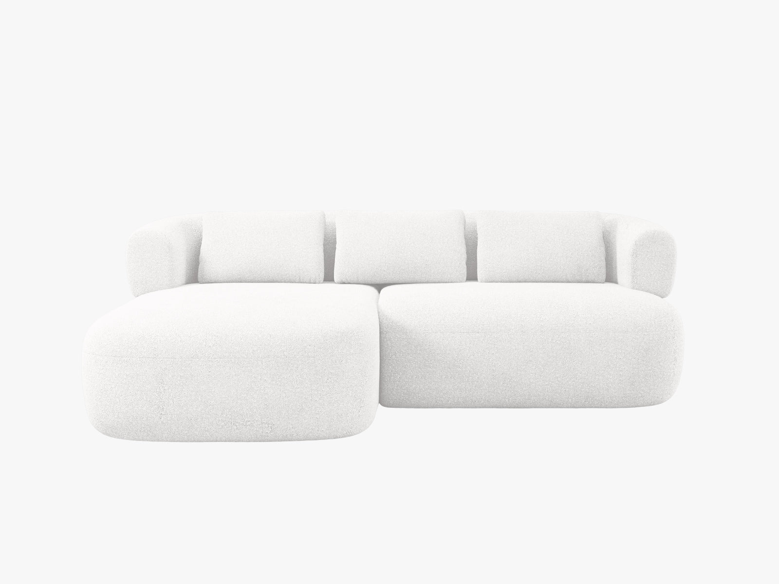 Elegantes 5-Sitzer Jenny Ecksofa links in sanftem Ivory, ideal für stilvolle Wohnzimmer und gemütliche Zusammenkünfte.