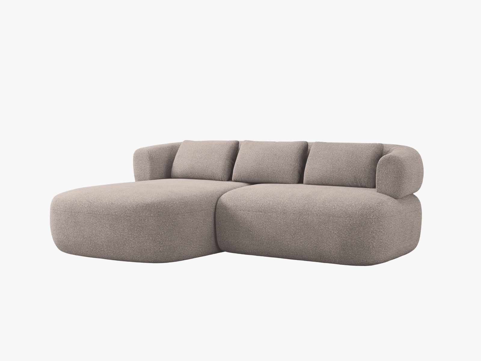 Elegantes 5-Sitzer Ecksofa Jenny links in sanftem Braun, perfekt für entspannte Abende und geschmackvolle Wohnräume von Micadoni.