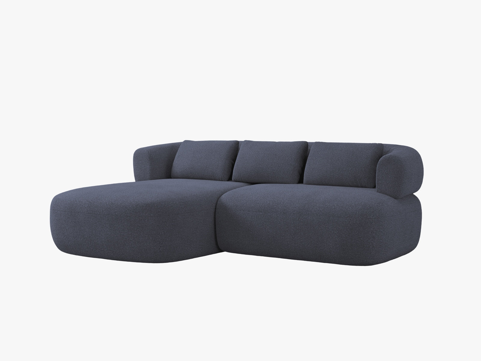 Modernes 5-Sitzer Ecksofa Jenny links in ansprechendem Blau, perfekt für gemütliche Stunden. Hochwertige Verarbeitung von Micadoni.