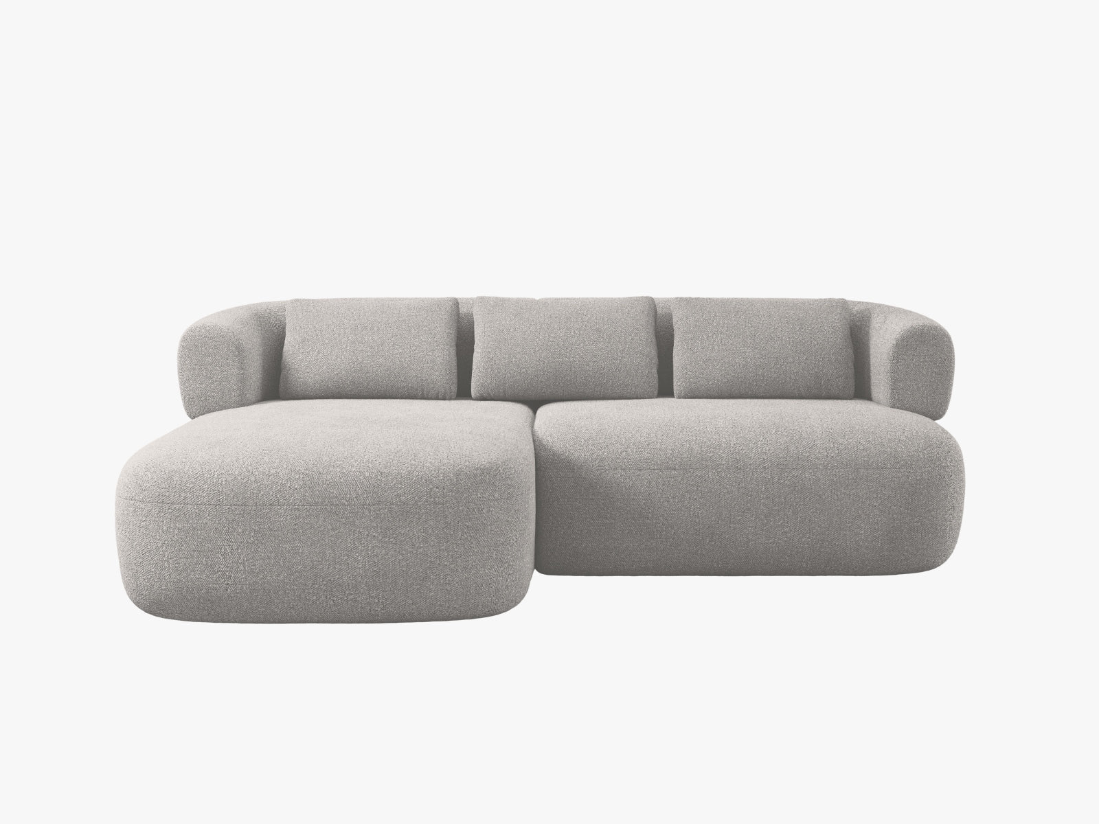 Modernes 5-Sitzer Ecksofa Jenny links in zeitlosem Grau, ideal für gemütliche Stunden und stilvolle Einrichtung von Micadoni.