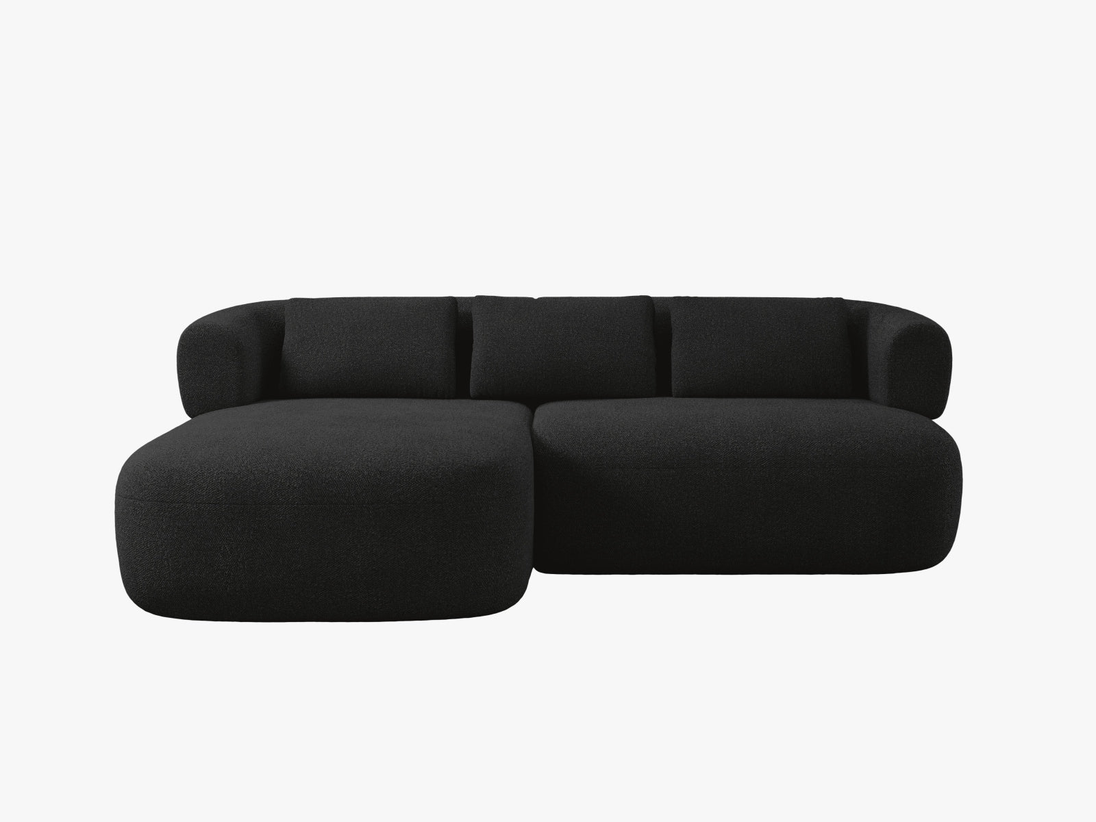 Stylisches 5-Sitzer Ecksofa Jenny von Micadoni, linksseitig, in klassischem Schwarz, ideal für stilvolle Wohnräume und entspannte Stunden.