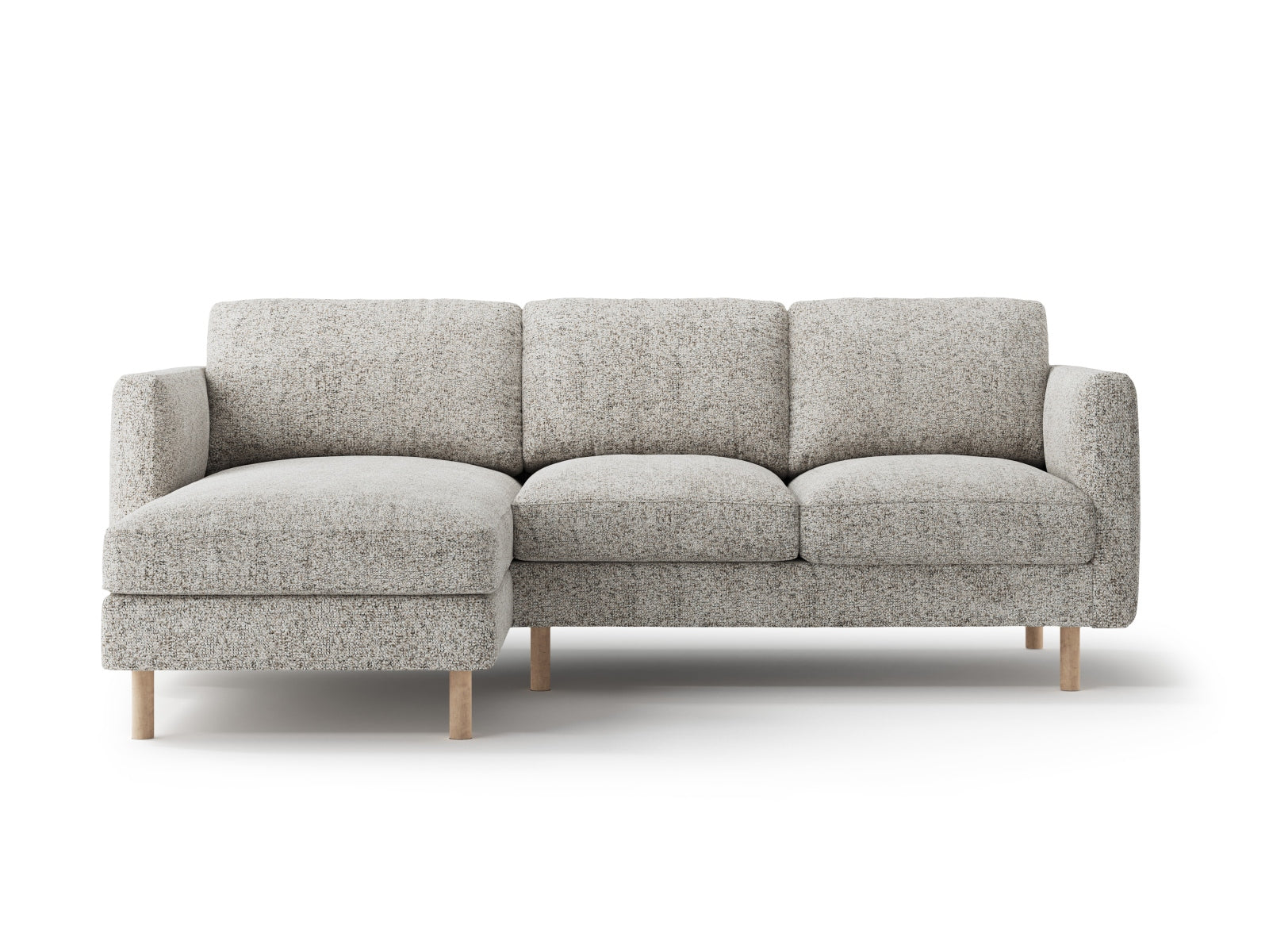 Beige Melange Eden Ecksofa von Micadoni, modernes 3-Sitzer L-Sofa links, ideal für gemütliche und stilvolle Wohnambiente.