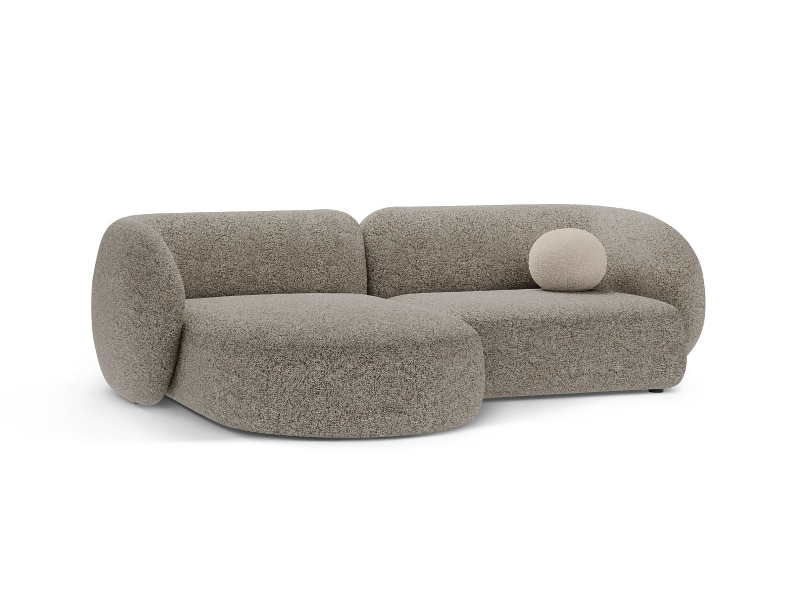 Modulares 2-Sitzer Ecksofa links Kate in stilvollem Beige Melange, ideal für moderne Wohnräume, erhältlich bei KAQTU Design AG.