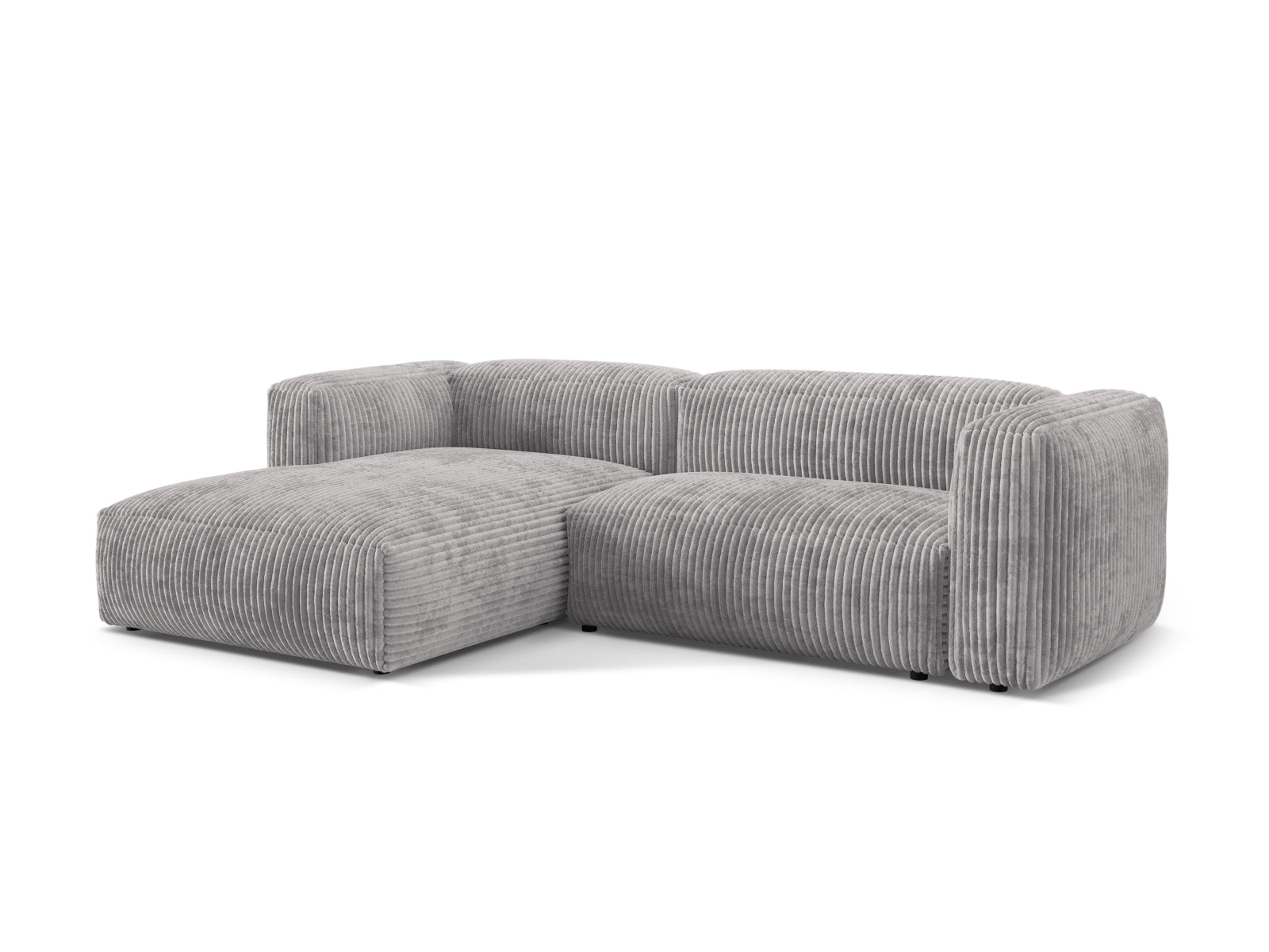 Elegantes Martina Ecksofa links mit zwei Sitzen in hellem Grau, ideal für stilvolle Wohnräume, erhältlich bei KAQTU Design AG.