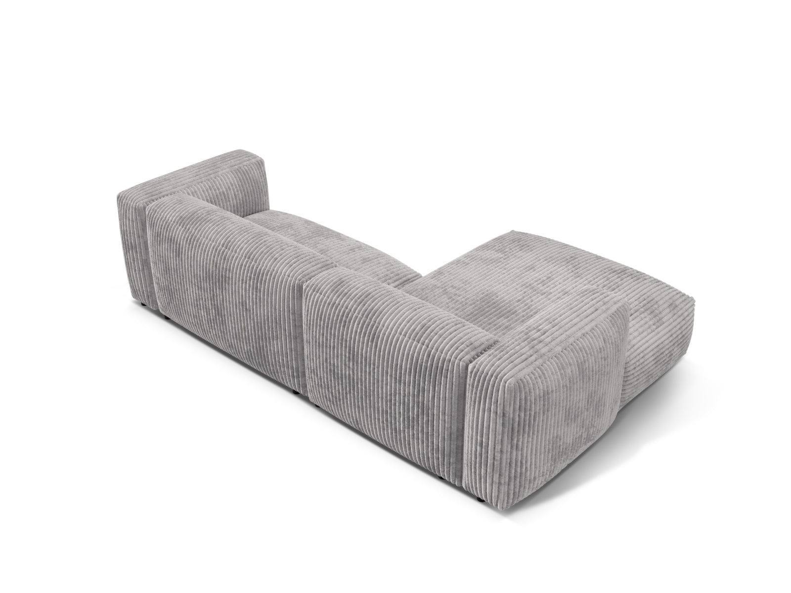 Elegantes Martina Ecksofa links mit zwei komfortablen Sitzen in dezentem Grau, ideal für stilvolle Wohnräume und entspannte Stunden.