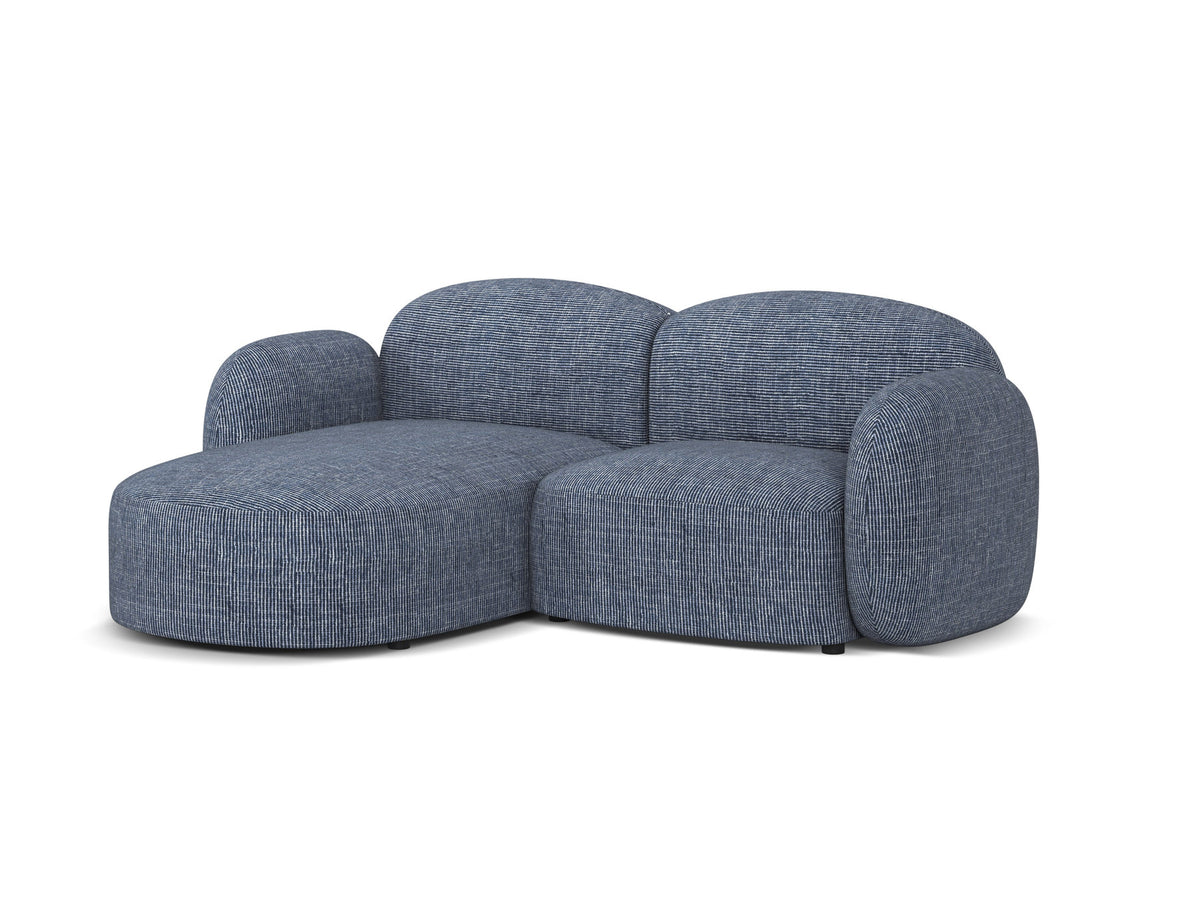 Blair Ecksofa links 3-Sitzer von Micadoni, L-Form, Bezug aus Eden-Chenillestoff in Dark Beige, Massivholzrahmen und schwarze Kunststoffbeine.