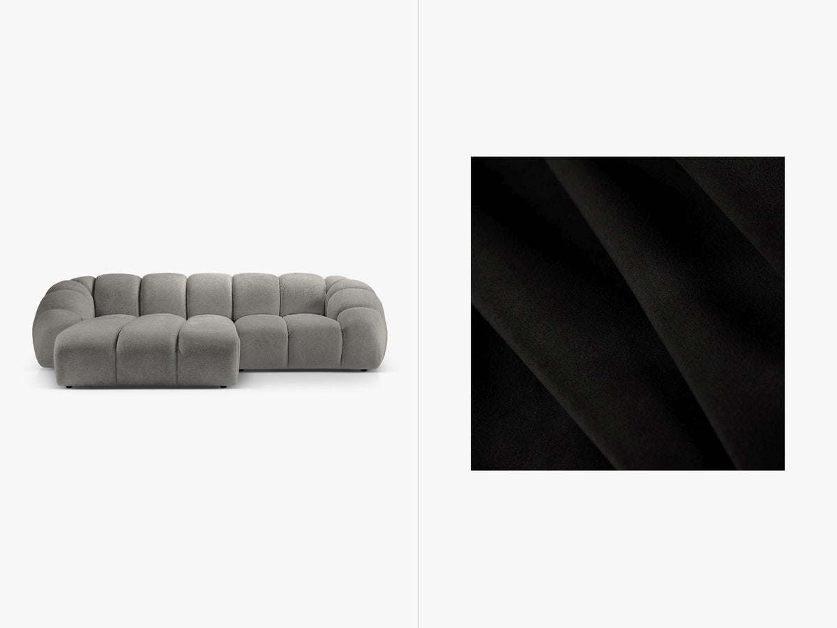 Diana Velour links Ecksofa 3 Sitzer in Black-Salvador präsentiert im Onlineshop von KAQTU Design AG. L-Sofa links ist von Micadoni