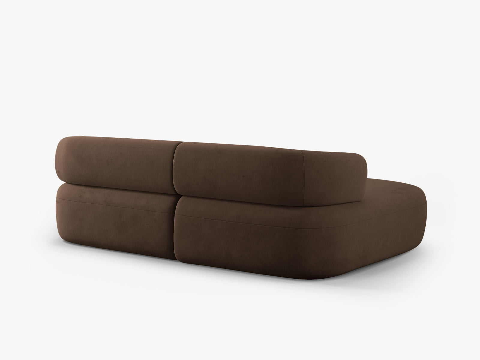Modernes 5-Sitzer Ecksofa Jenny in luxuriösem Velours, linksseitig, in ansprechendem Chocolate-Salvador, perfekt für gemütliche Wohnzimmer.