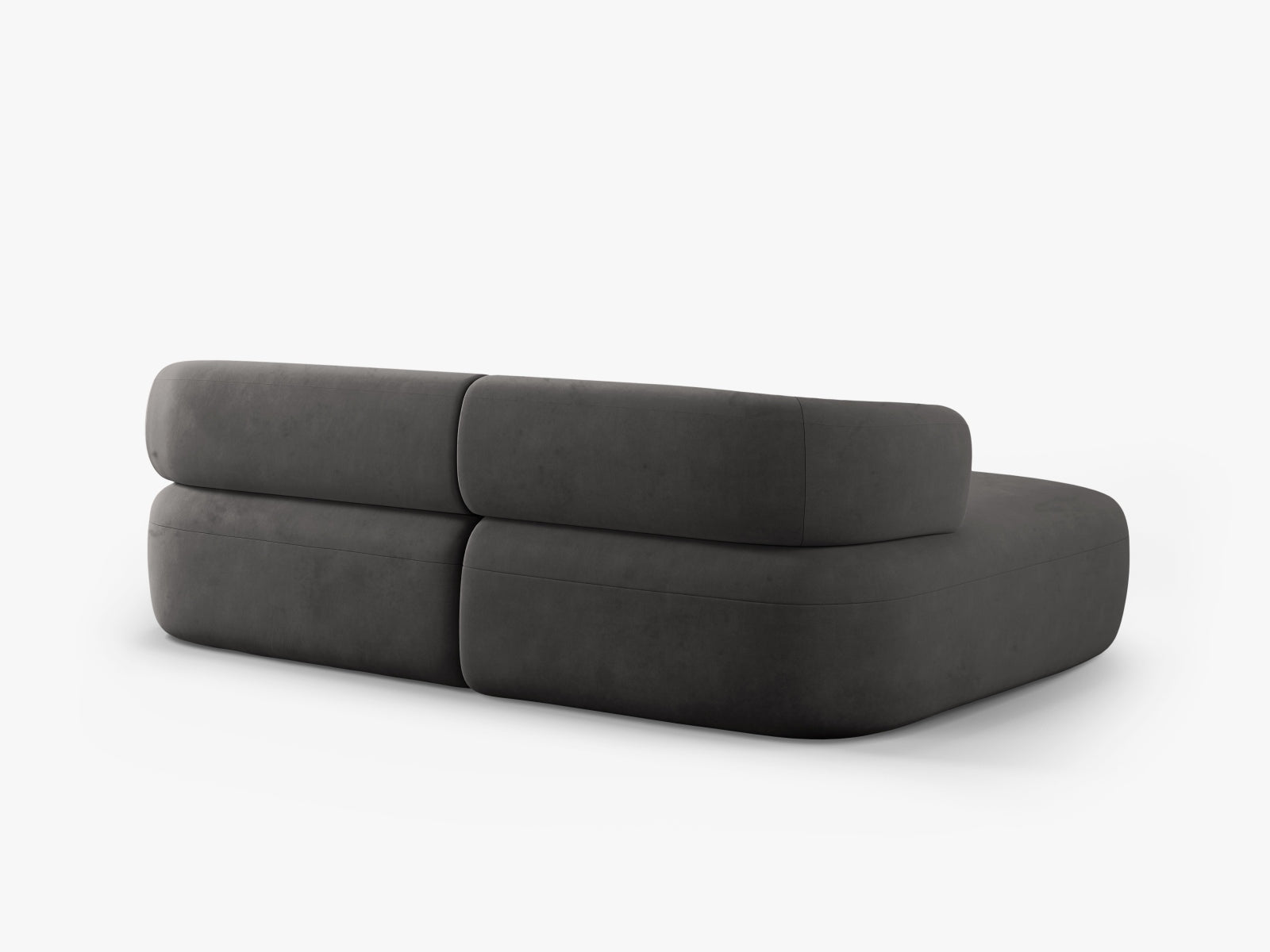 Modernes 5-Sitzer Ecksofa Jenny in edlem Dunkelgrau, linksseitig, aus hochwertigem Velours für Komfort und Stil in Ihrem Wohnzimmer.