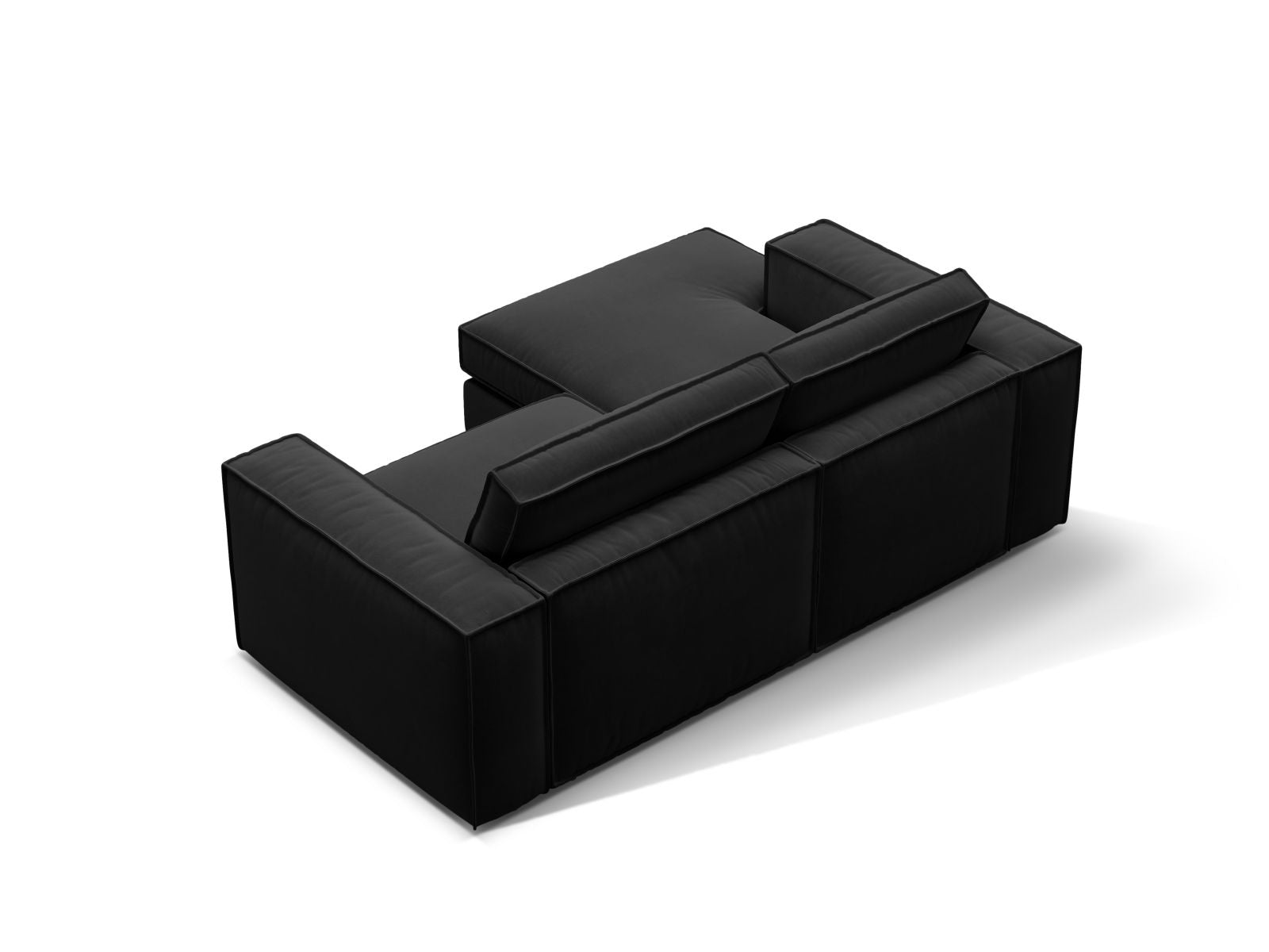Stylisches 2-Sitzer Ecksofa links Pola in zeitlosem Schwarz, perfekt für moderne Wohnzimmer, hergestellt von Micadoni.