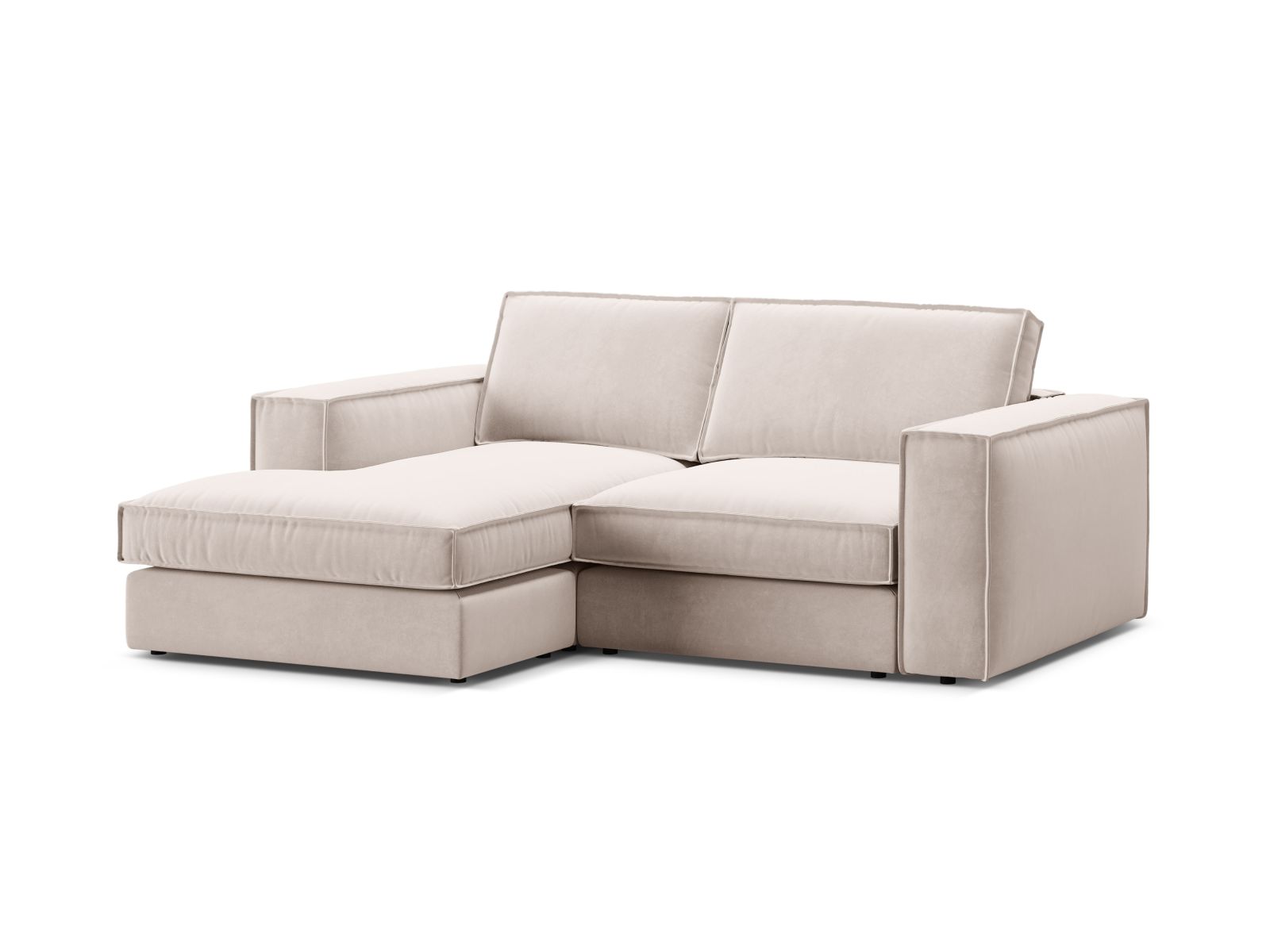 Stylisches 2-Sitzer Ecksofa Pola von Micadoni in sanftem Beige, ideal für moderne Wohnräume mit linksseitiger Eckkonfiguration.