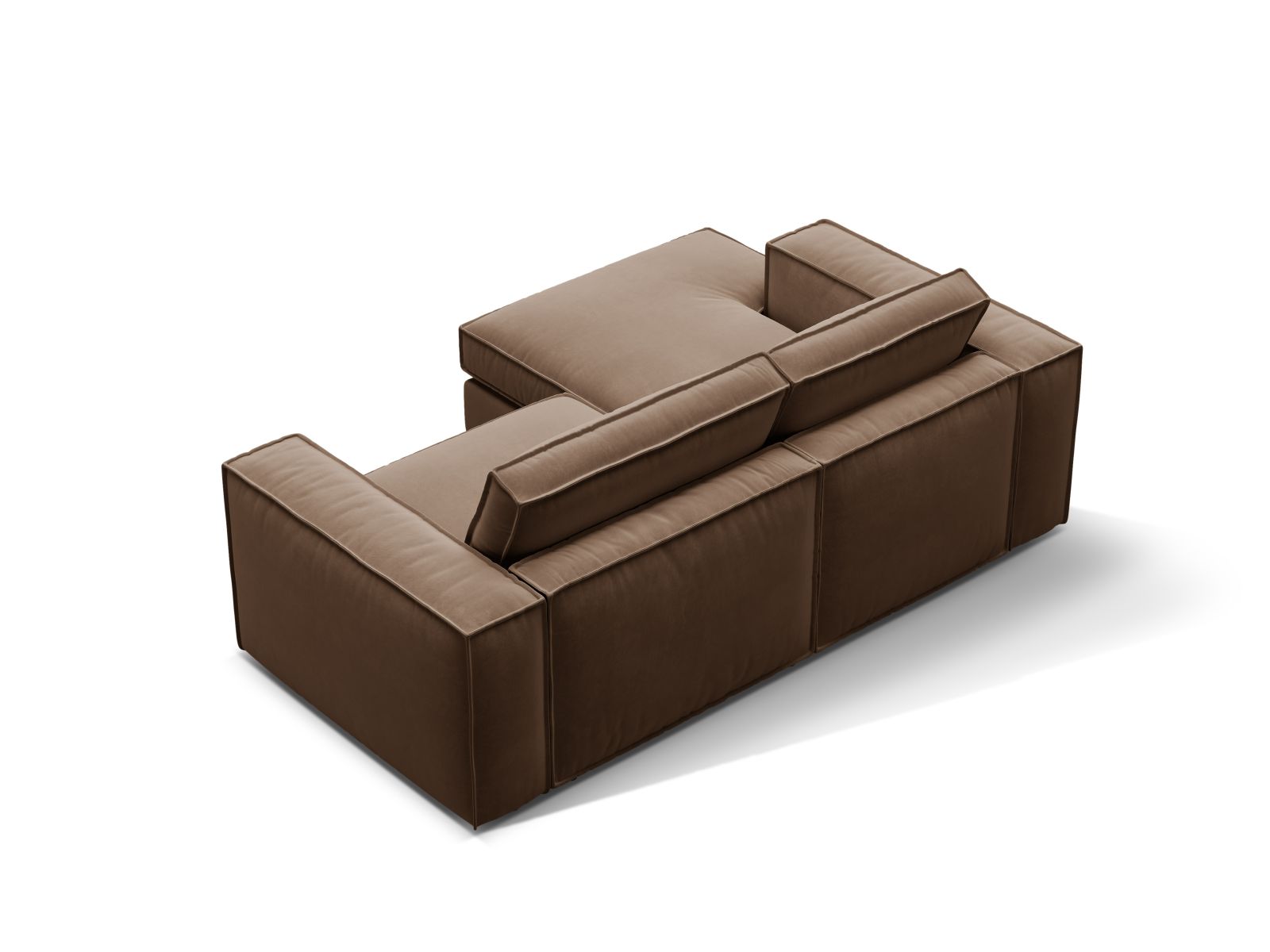 Modernes 2-Sitzer Ecksofa links Pola in edlem Chocolate-Salvador, perfekt für gemütliche und stilvolle Wohnambiente.