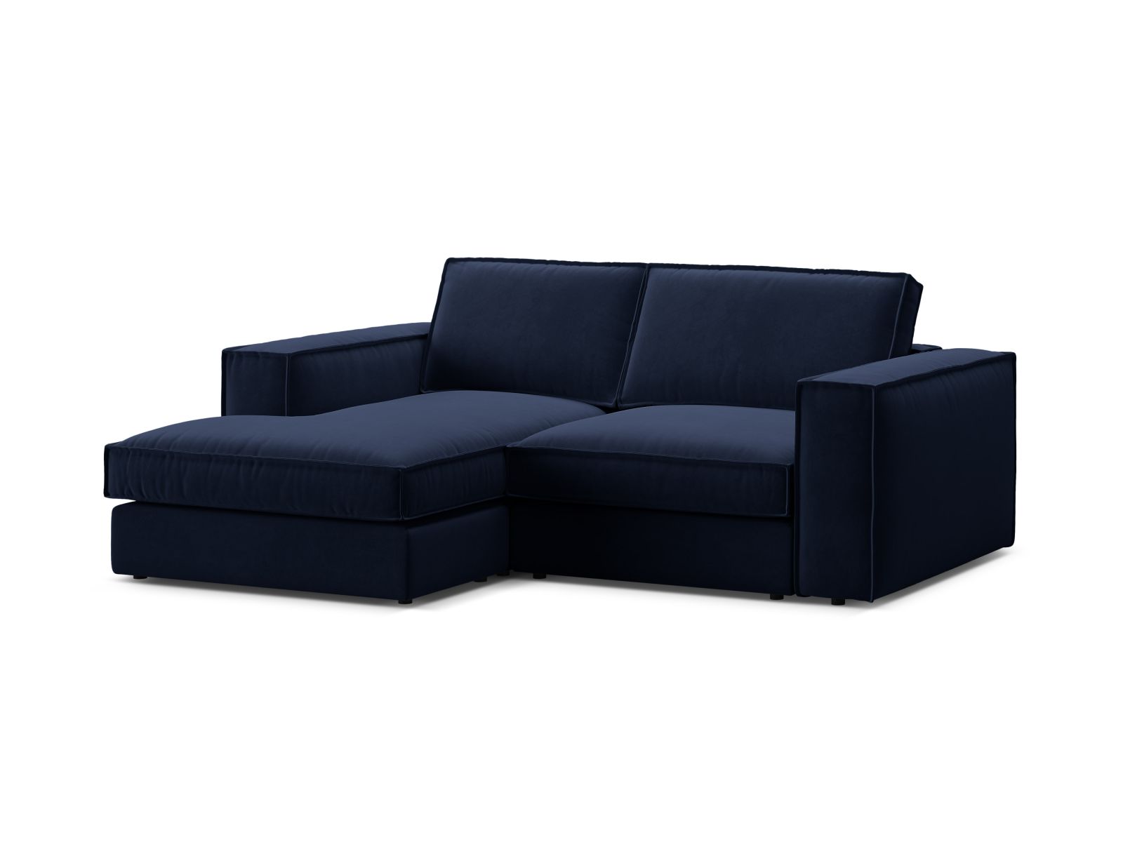 Modulares 2-Sitzer Ecksofa links Pola in Royal Blue, ideal für moderne Wohnräume, erhältlich bei Micadoni.