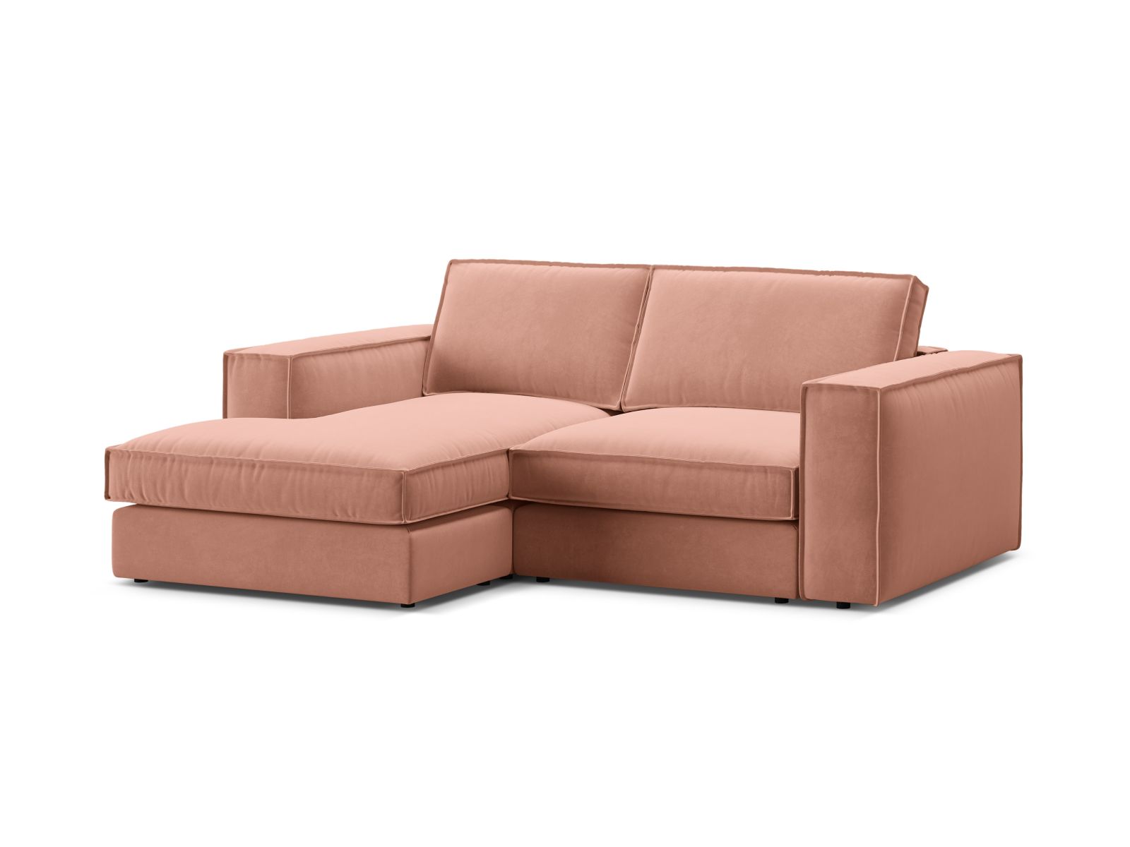 Modulares 2-Sitzer Ecksofa links Pola in strahlendem Pink, ideal für moderne Wohnräume und kreative Einrichtungsideen.