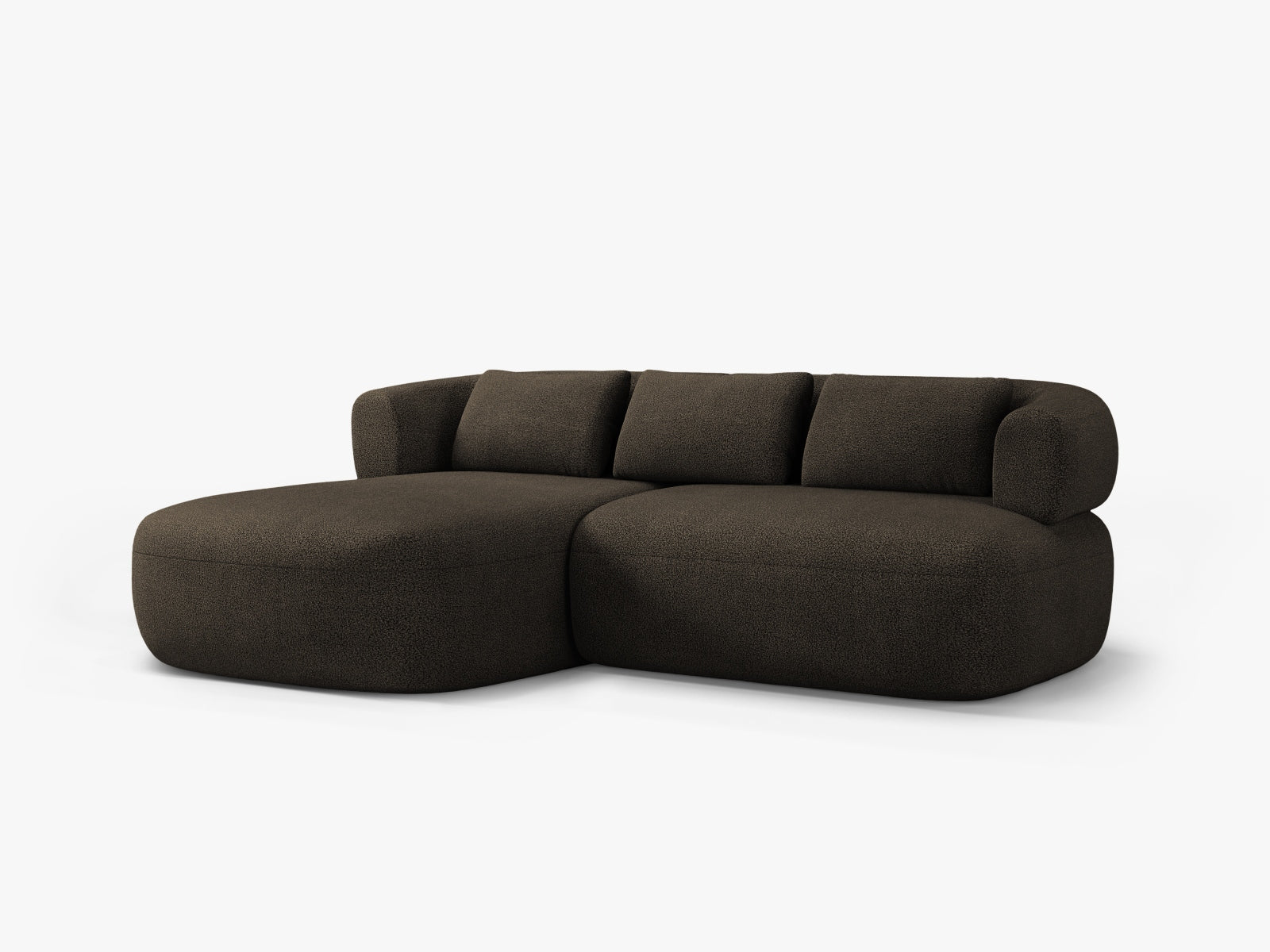 Erleben Sie das Jenny Boucle Ecksofa links von Micadoni – ein elegantes 5-Sitzer Sofa, das mit hochwertiger Boucle-Polsterung und modernem Design überzeugt.