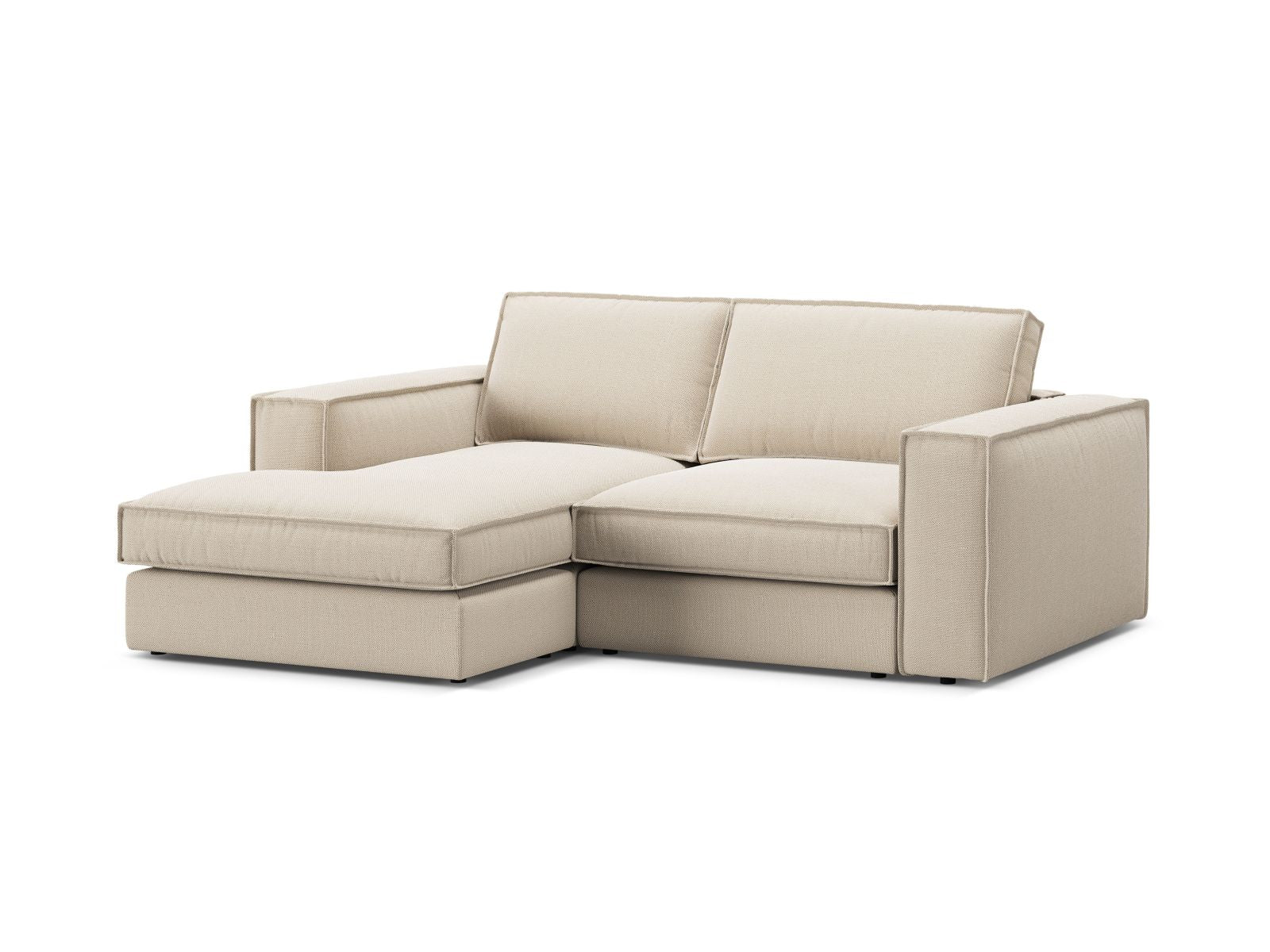 Beiges 2-Sitzer Ecksofa Pola von Micadoni, linksseitig, stilvolles und komfortables Möbelstück für moderne Wohnräume.