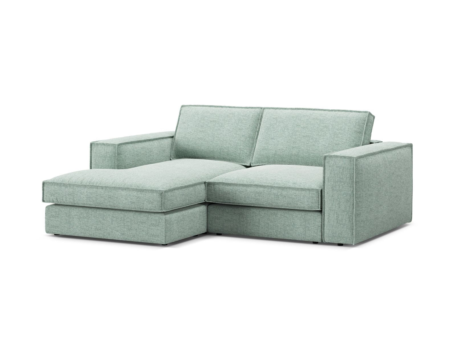Modulares 2-Sitzer Ecksofa links Pola in sanftem Mintgrün, ideal für moderne Wohnräume und entspannte Sitzgelegenheiten.