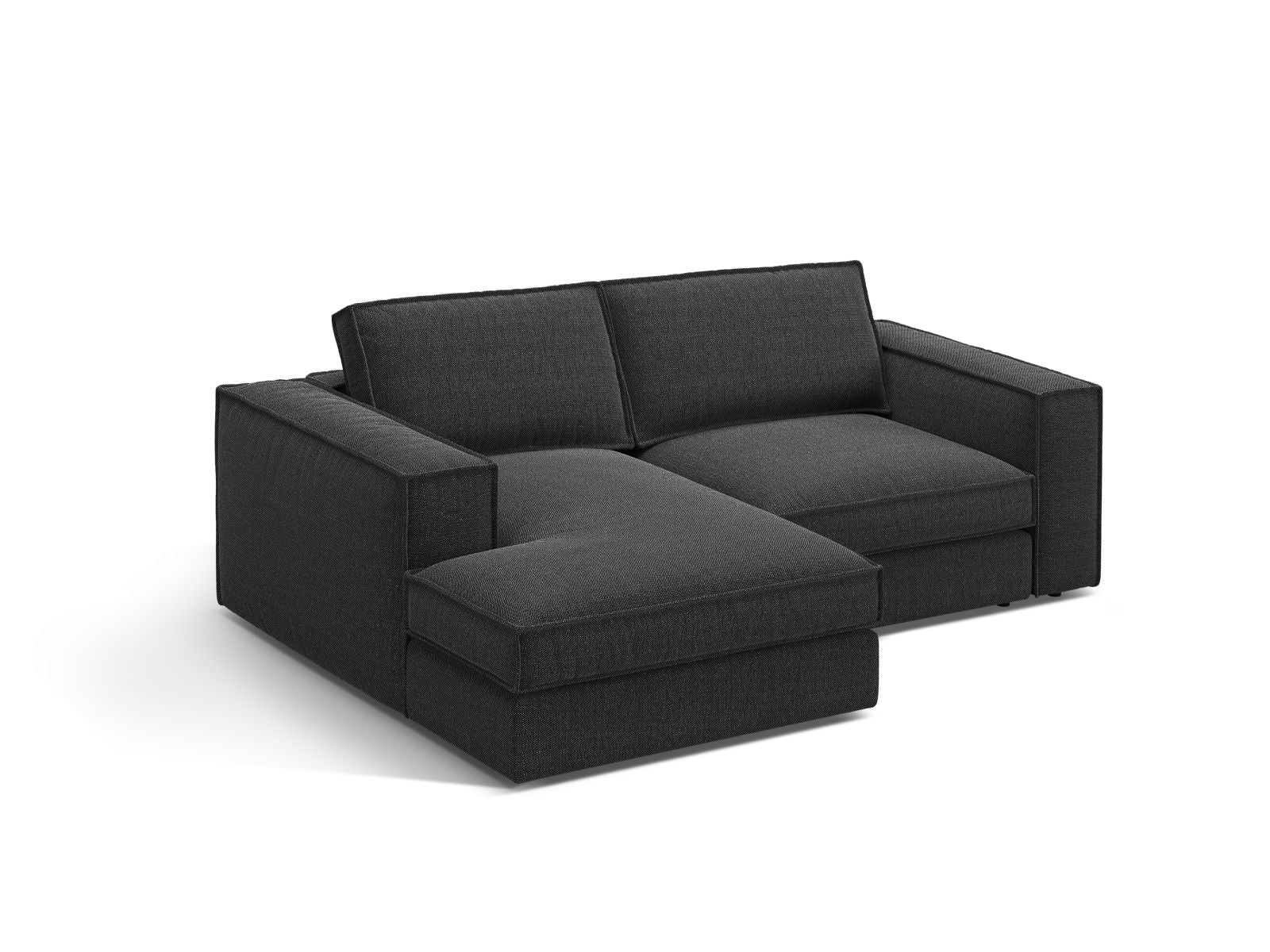 Stylisches 2-Sitzer Ecksofa links Pola in elegantem Schwarz, ideal für moderne Wohnräume, erhältlich bei KAQTU Design AG.