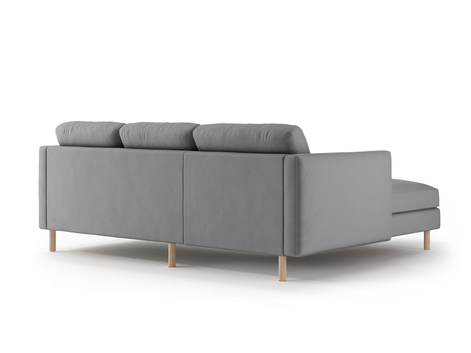 Elegantes linksseitiges Ecksofa Eden Velour in Grau, ideal für stilvolle Wohnräume und entspannte Stunden, von Micadoni.