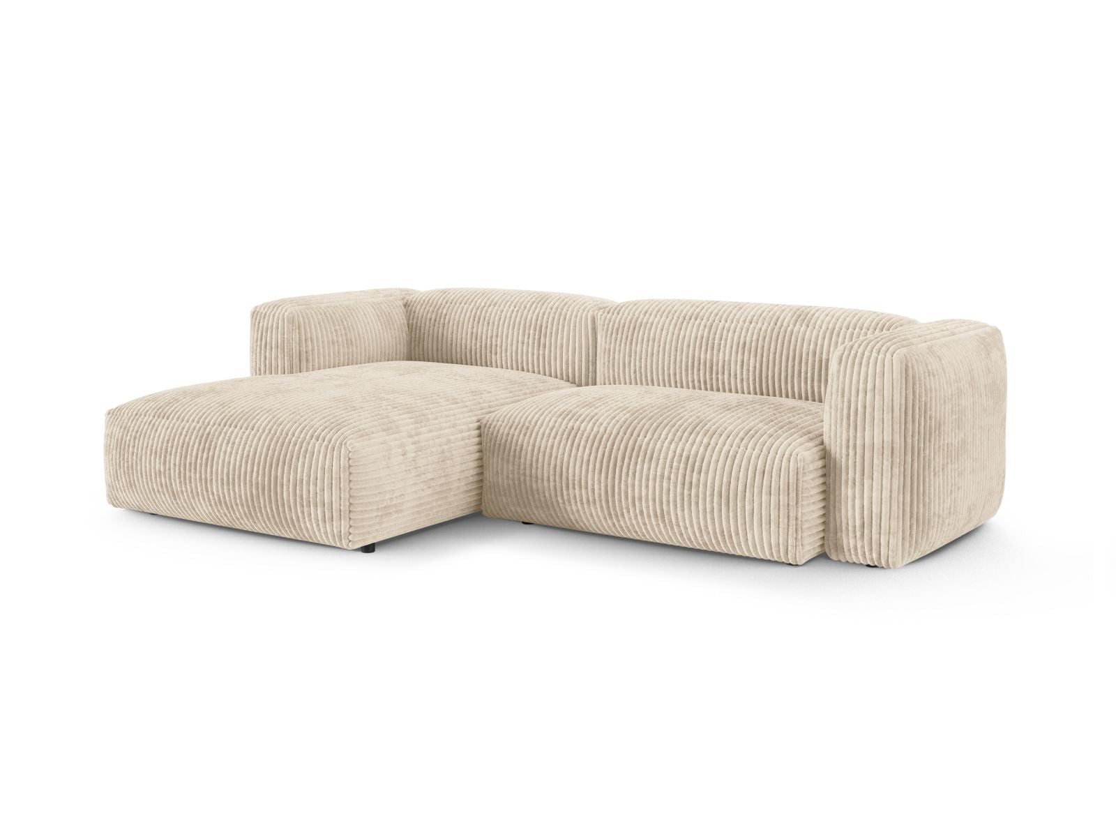 Modulares 2-Sitzer Ecksofa links XL Martina in elegantem Light Beige-Tilia, ideal für stilvolle Wohnräume.