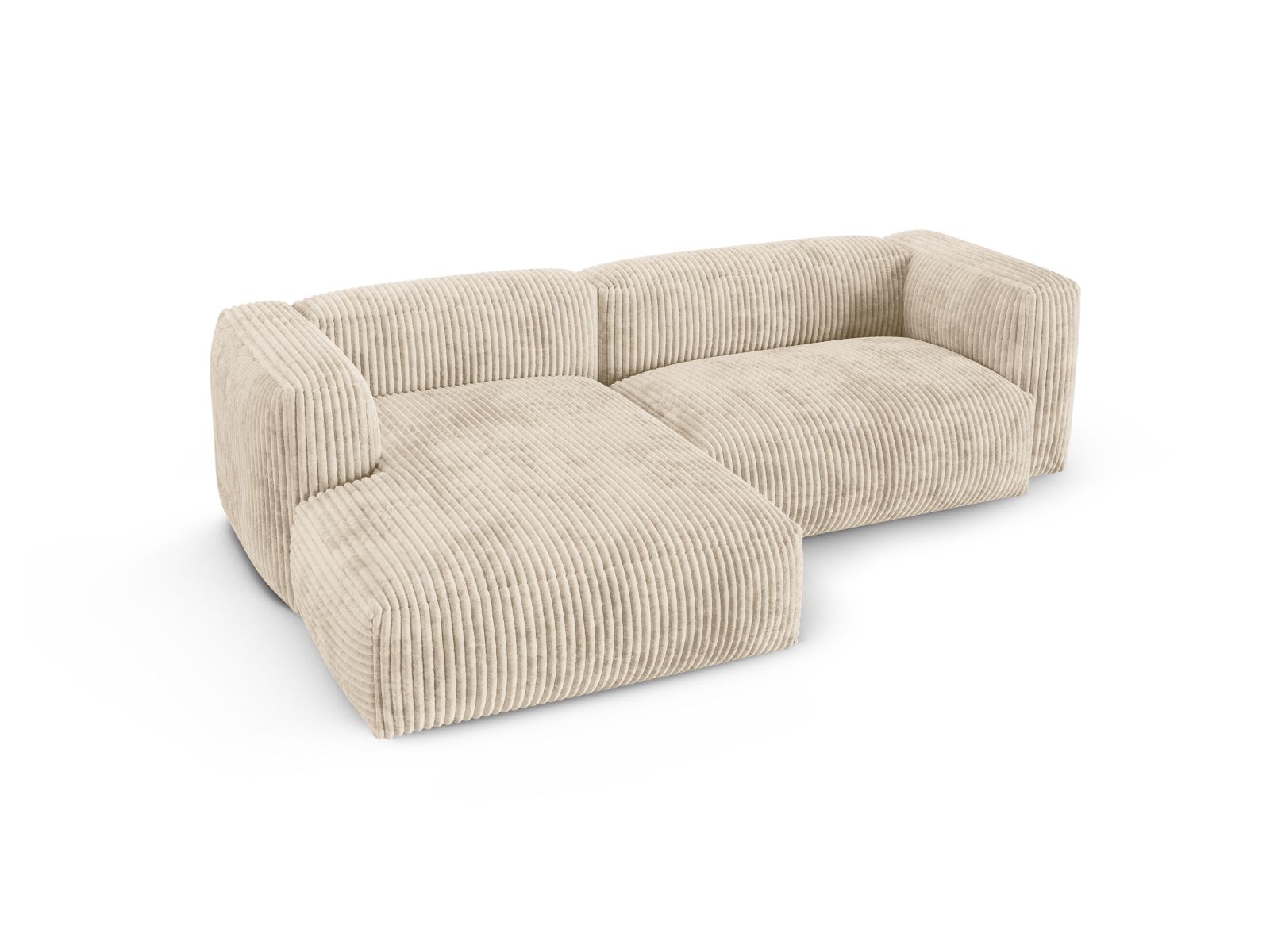 Modulares 2-Sitzer Ecksofa links XL Martina in elegantem Light Beige-Tilia, ideal für entspannte Stunden und modernes Wohndesign.