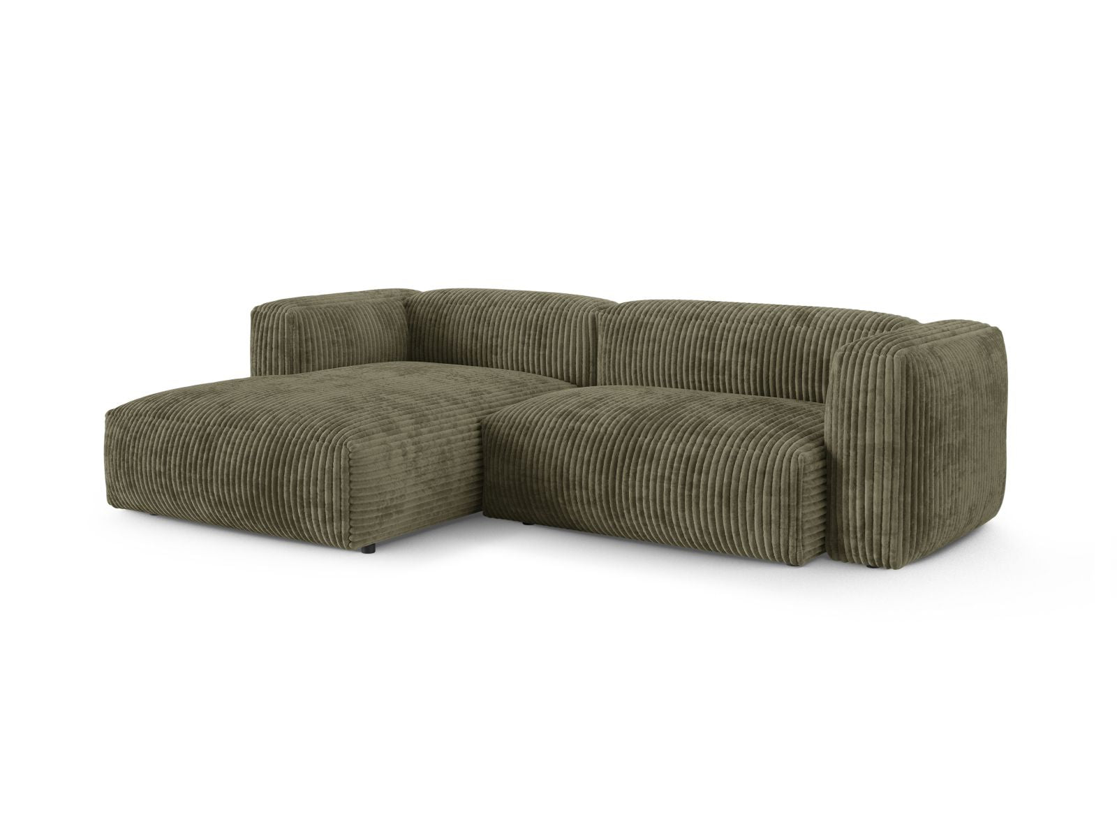 Modulares 2-Sitzer Ecksofa links XL Martina in elegantem Moss Green-Tilia, ideal für stilvolle Wohnräume.