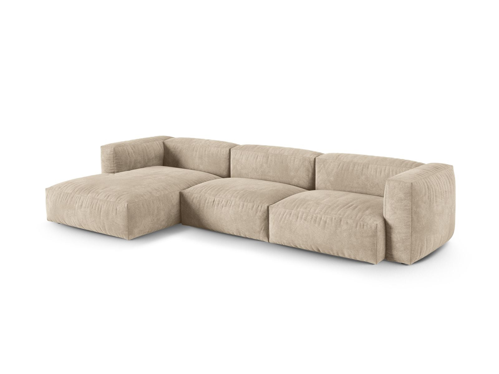 Elegantes 3-Sitzer XL Ecksofa links Martina in sanftem Light Beige-Vogue, ideal für stilvolle Wohnräume.