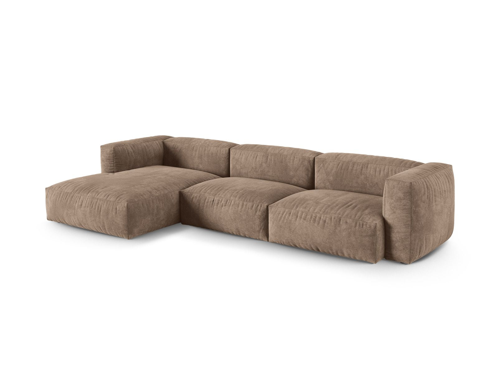 Elegantes 3-Sitzer XL Ecksofa links Martina in stilvollem Dark Beige-Vogue, ideal für moderne Wohnräume, präsentiert von Micadoni.