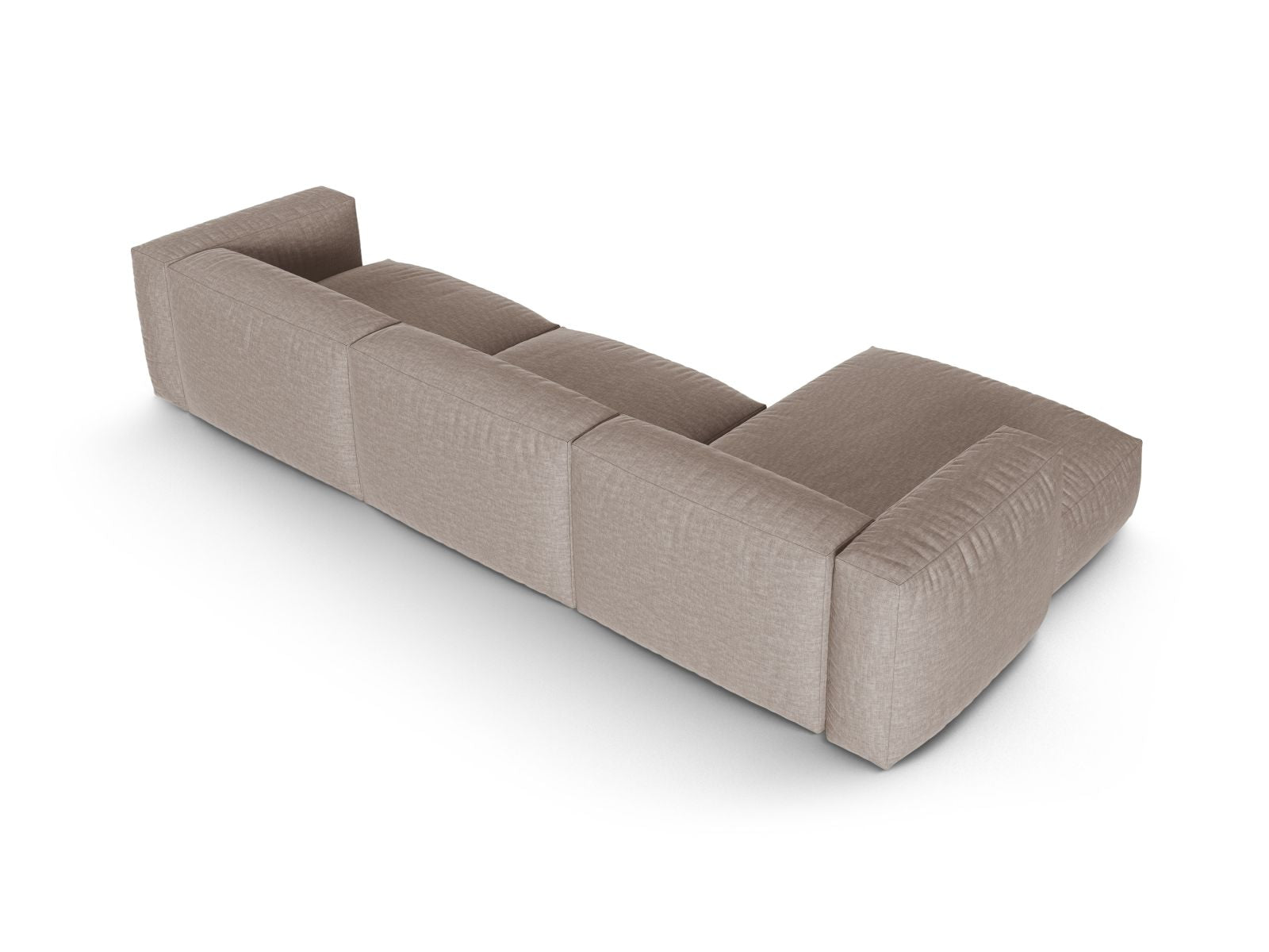 Bequemes 3-Sitzer Ecksofa links Martina in modernem Dunkelbeige, perfekt für gemütliche Stunden und stilvolle Einrichtung.