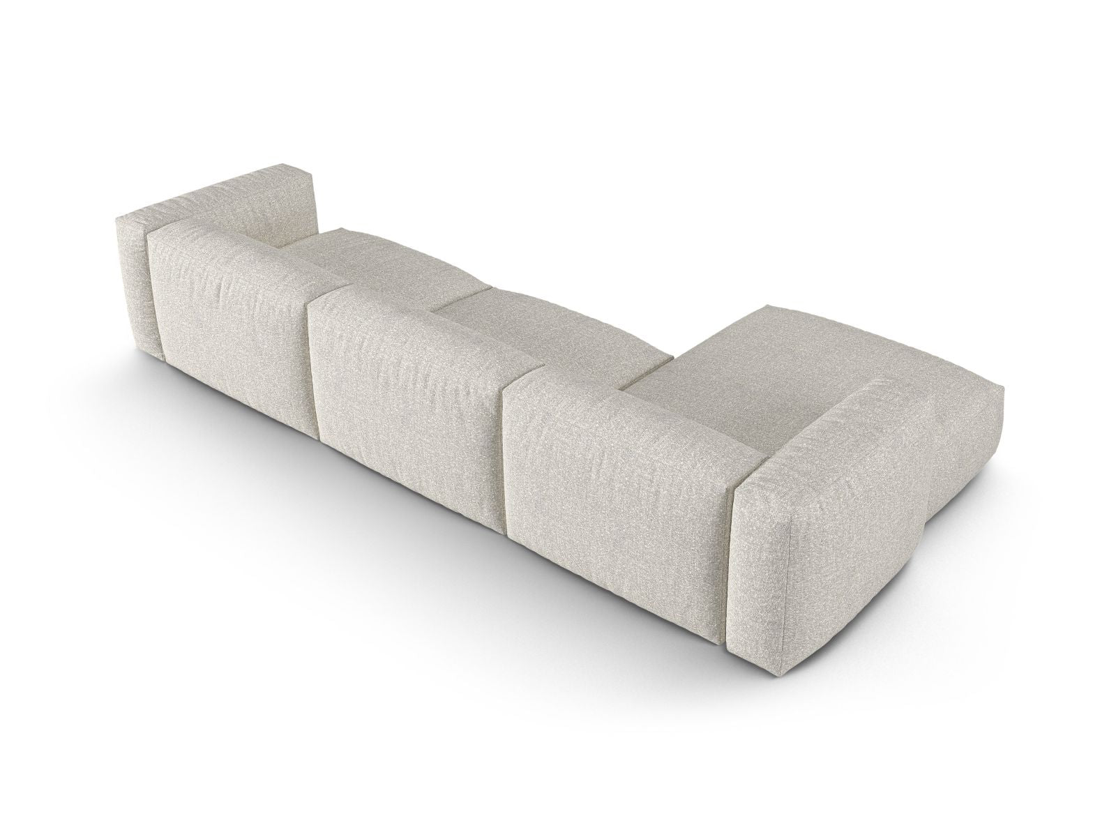 Modulares 3-Sitzer Ecksofa links Martina in stilvollem Grey Beige Melange, perfekt für gemütliche und moderne Wohnambiente.