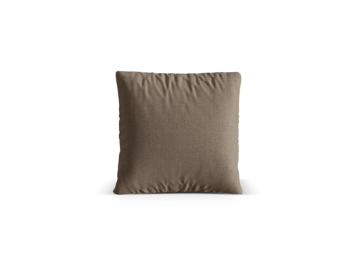 Beiges Deko Kissen Nuria von Micadoni aus meliertem Liberty Stoff, quadratische Form, Grösse 40x13x40 cm, hergestellt in Europa.