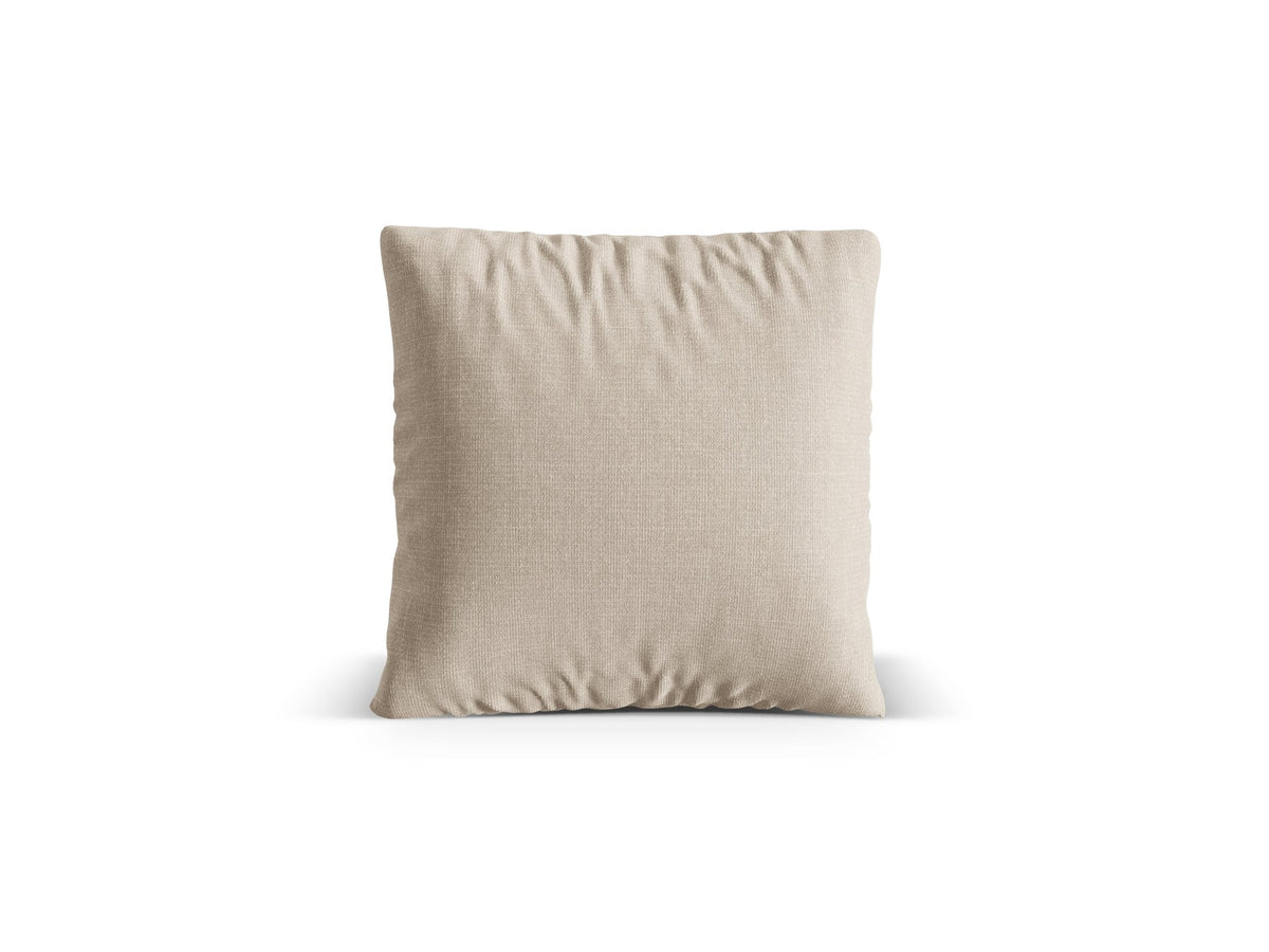 Beiges Deko Kissen Nuria von Micadoni aus meliertem Liberty Stoff mit feiner Tweed-Struktur, quadratische Form, Grösse 50x19x50 cm.
