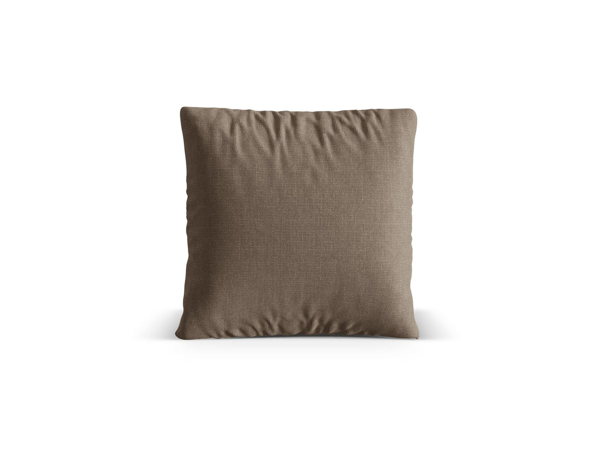 Beiges Deko Kissen Nuria von Micadoni aus meliertem Liberty Stoff mit feiner Tweed-Struktur, quadratische Form, Grösse 50x19x50 cm.