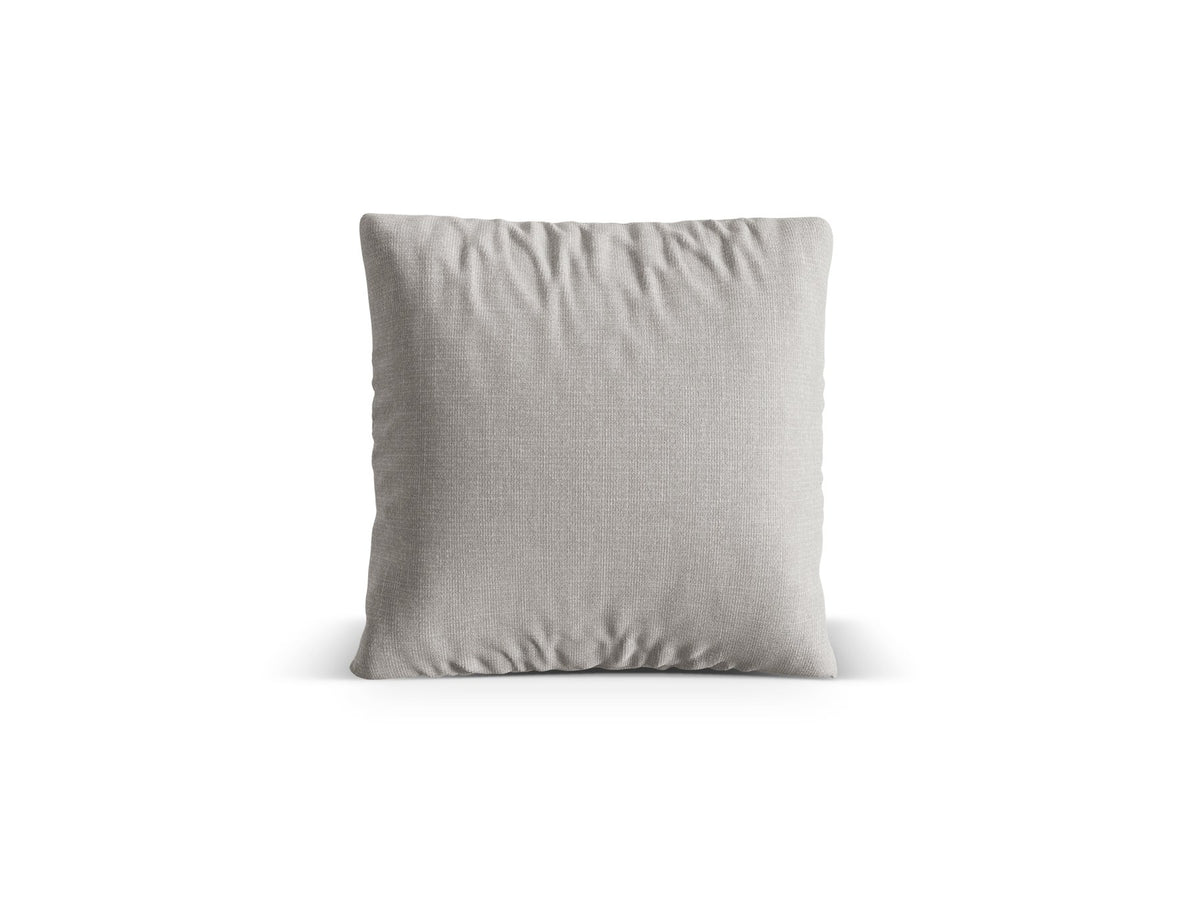 Beiges Deko Kissen Nuria von Micadoni aus meliertem Liberty Stoff mit feiner Tweed-Struktur, quadratische Form, Grösse 50x19x50 cm.